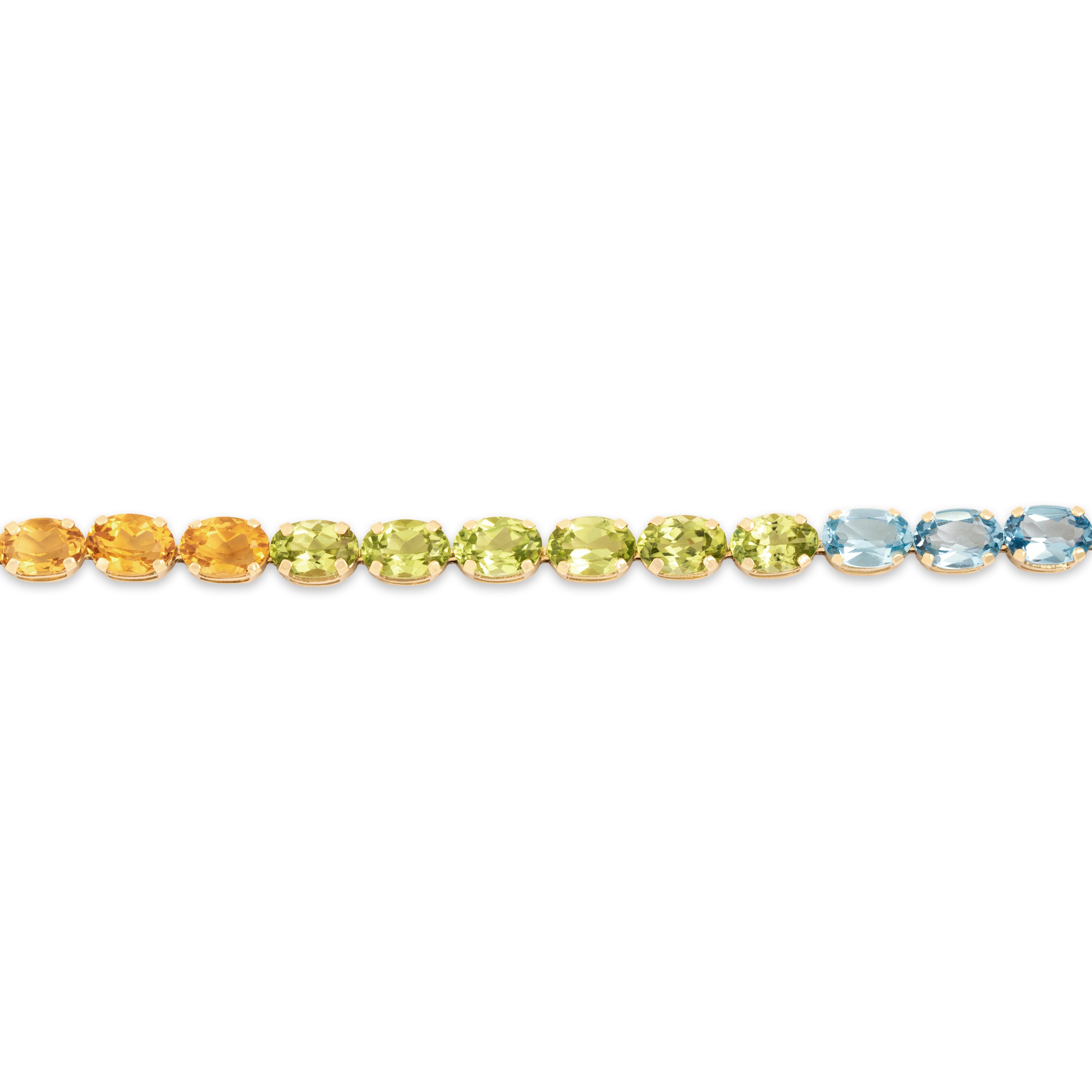 Vintage 14k Yellow Gold Multistone Rainbow Playful Tennis Link Bracelet 7