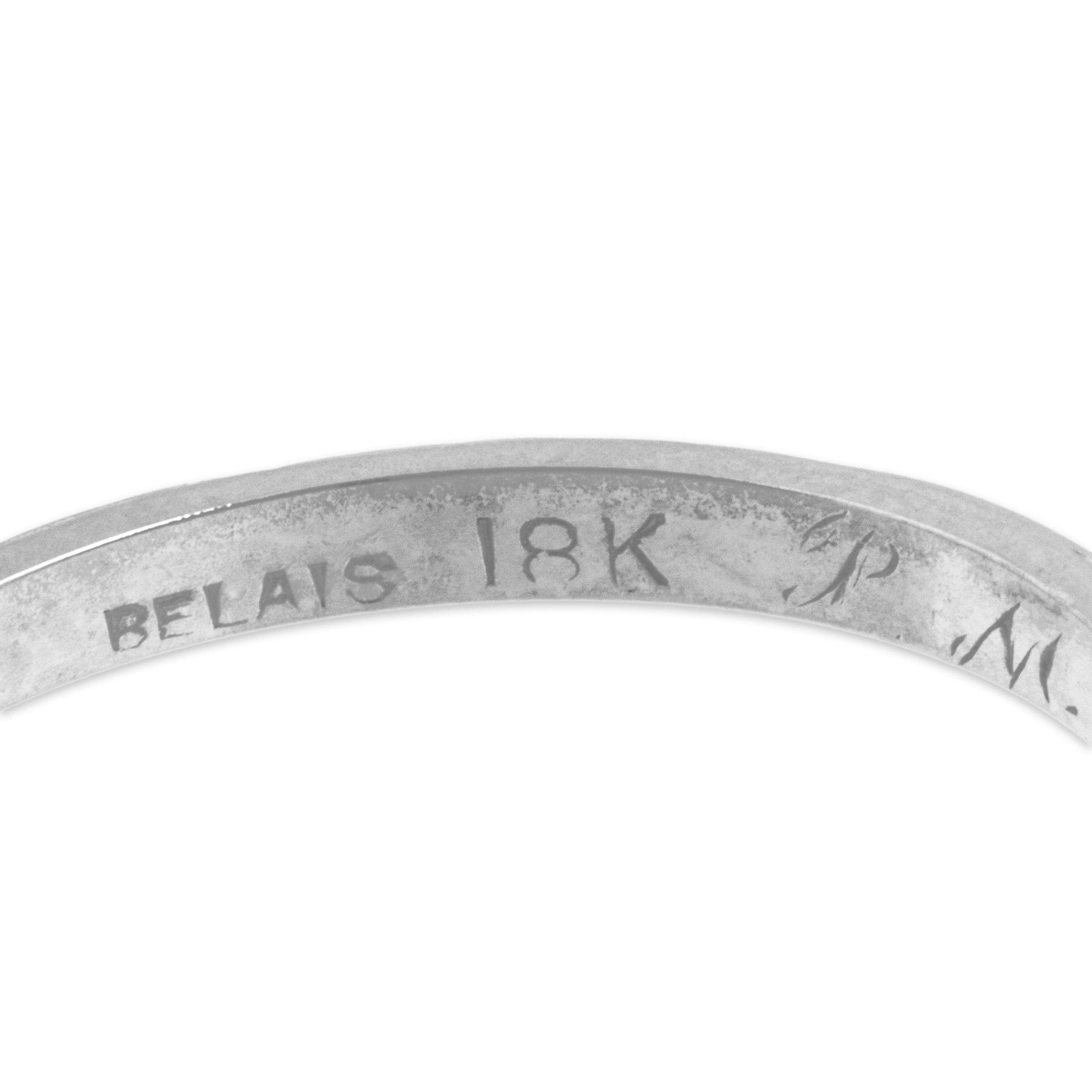 Antique Art Deco Belais 18k White Gold Lovely Blossom Eternity Band Ring - Hallmark view