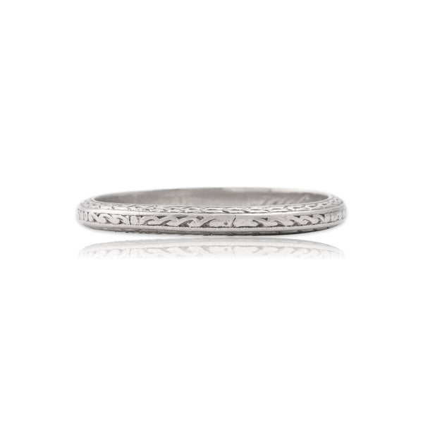 Antique Art Deco Platinum Wonderful Patterned Eternity Band Ring 7.75