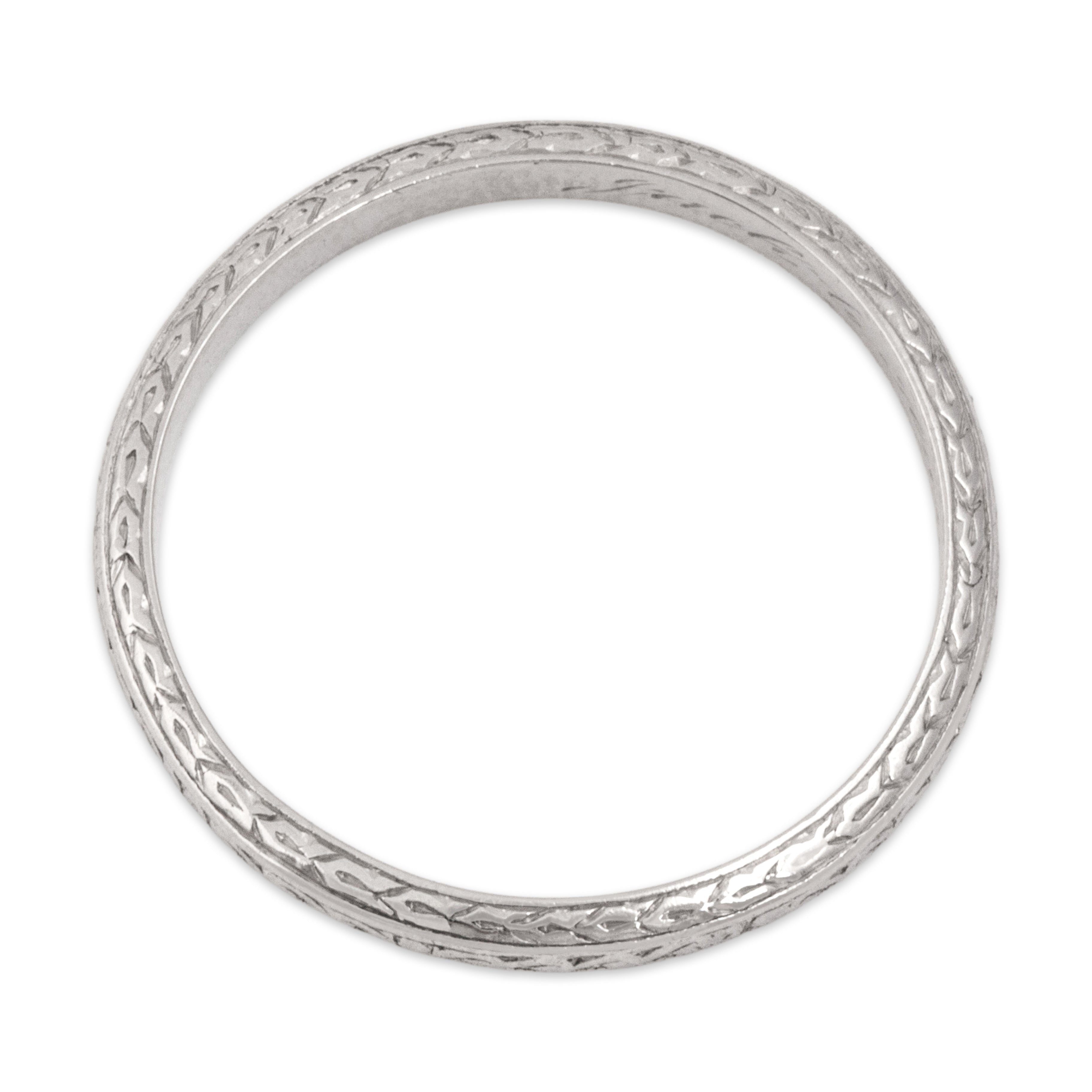 Antique Art Deco Platinum Wonderful Patterned Eternity Band Ring - detail view #1