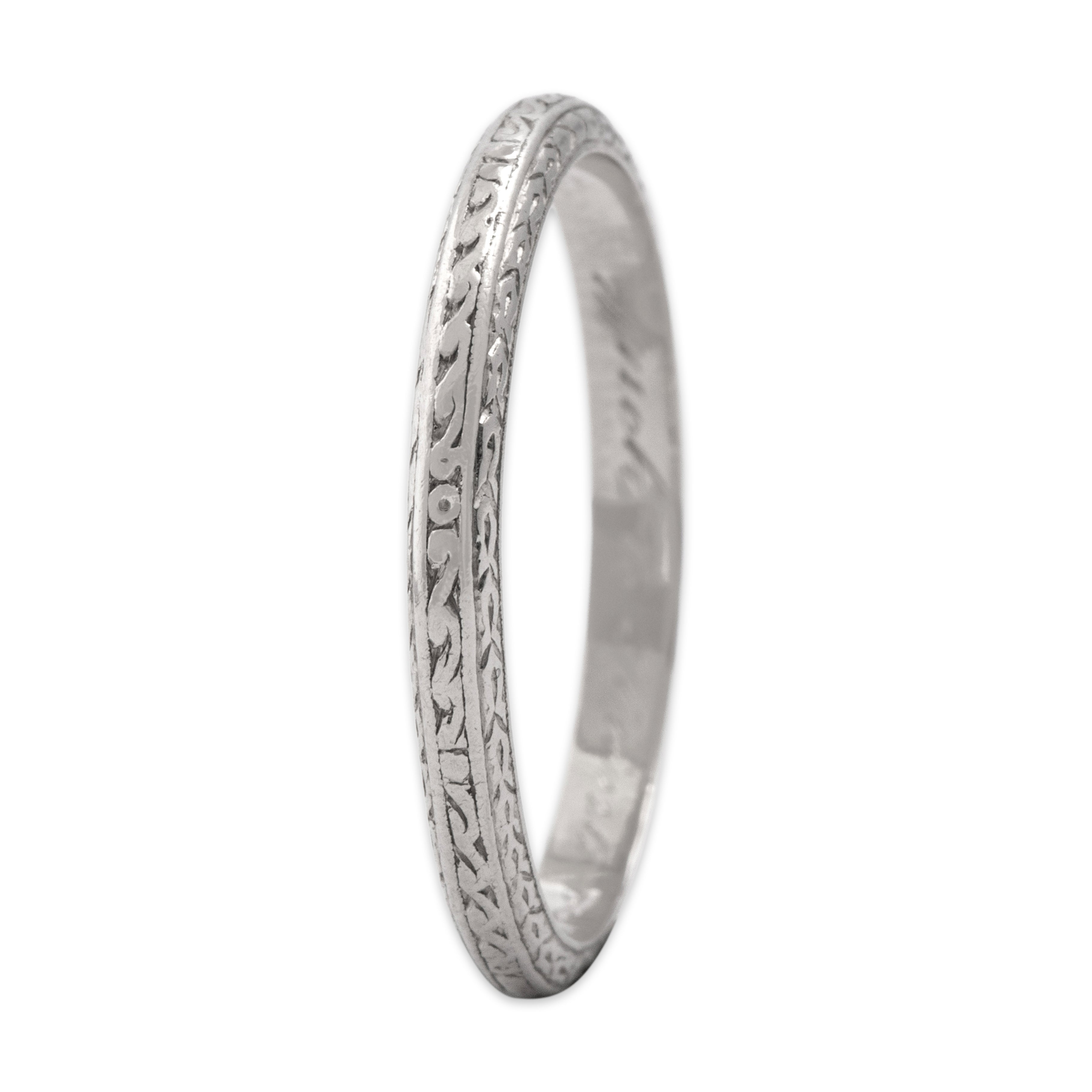 Antique Art Deco Platinum Wonderful Patterned Eternity Band Ring - detail view #2