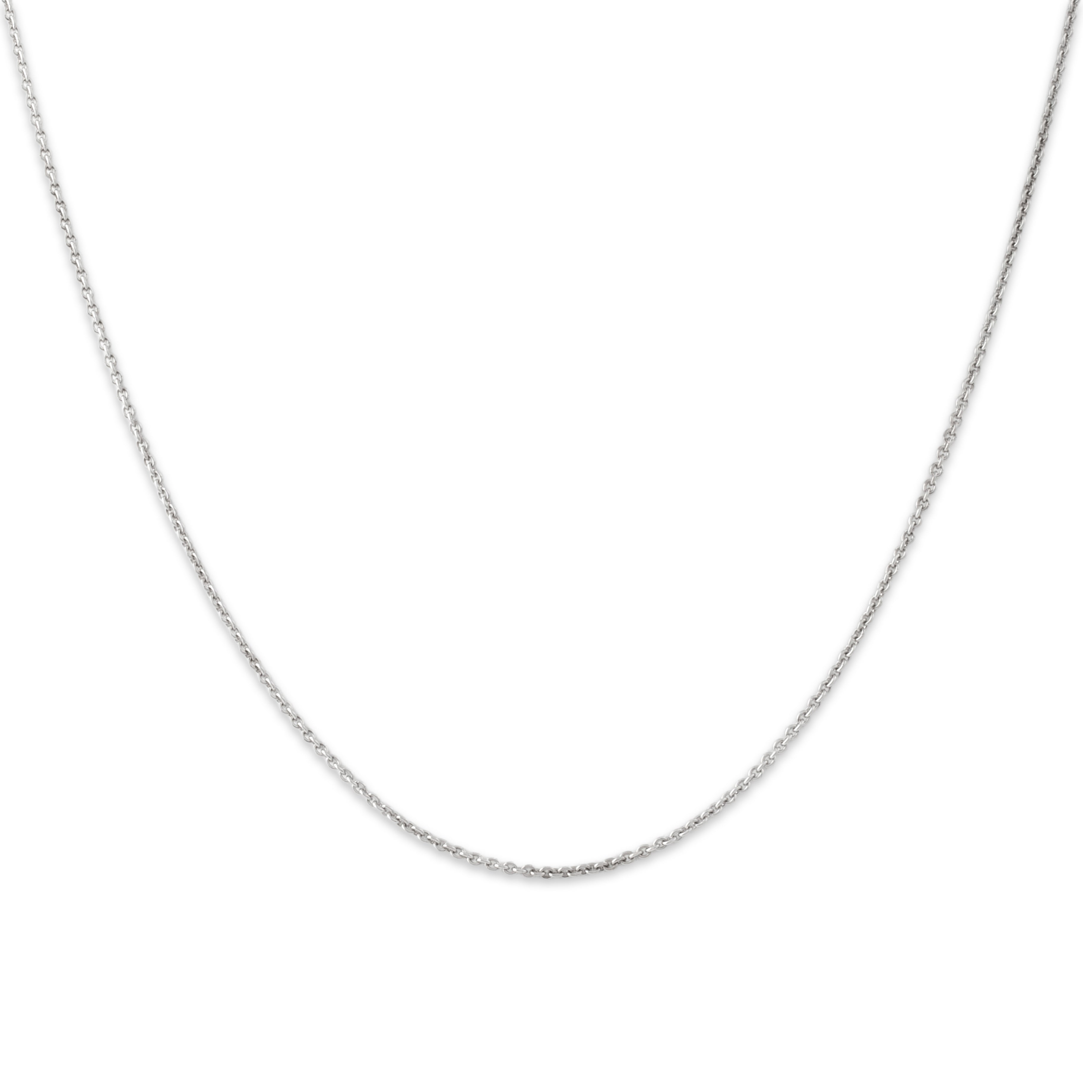 Estate Italian 14k White Gold 1.1mm Dainty Classic Cable Chain - Close-up view