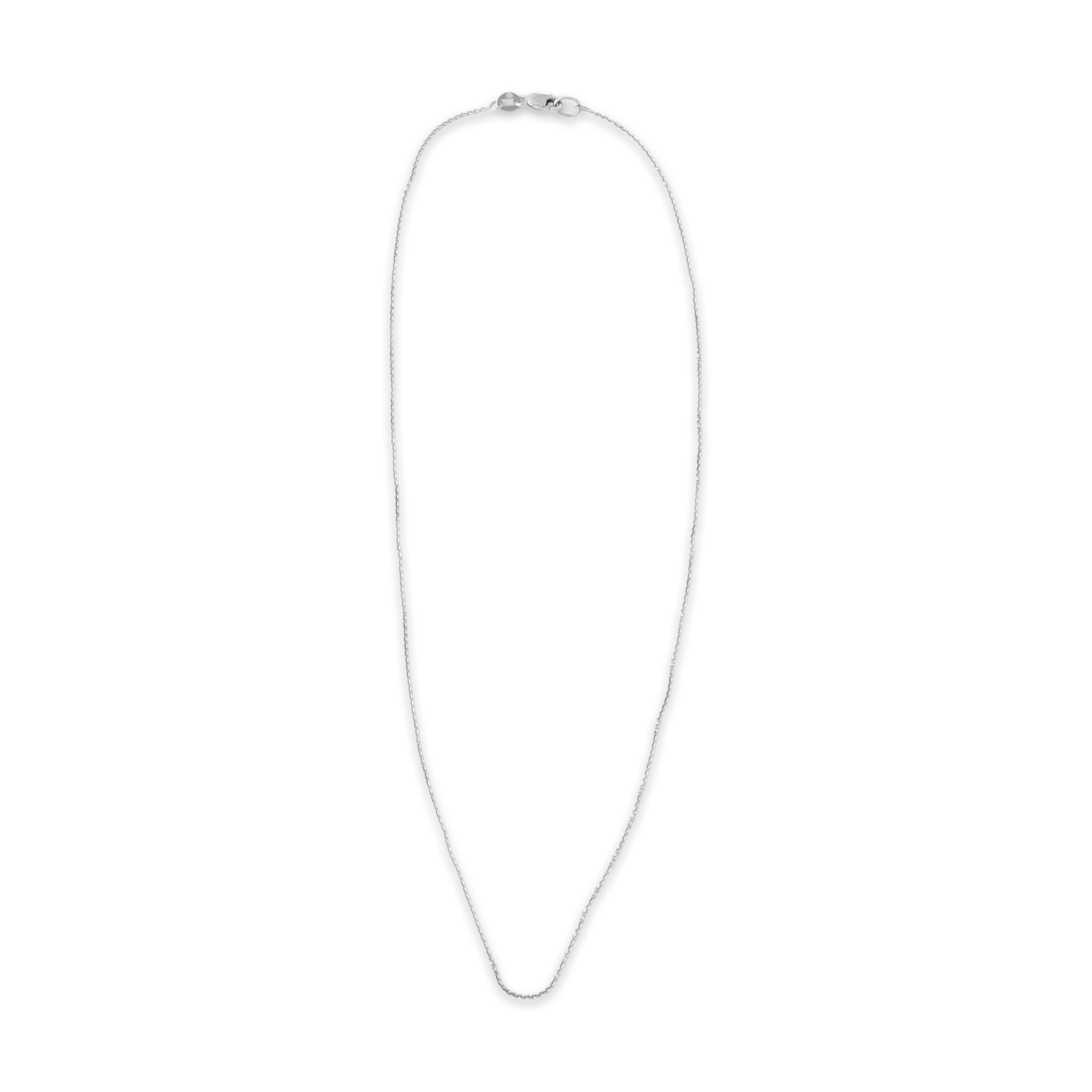 Estate Italian 14k White Gold 1.1mm Dainty Classic Cable Chain - Overall view