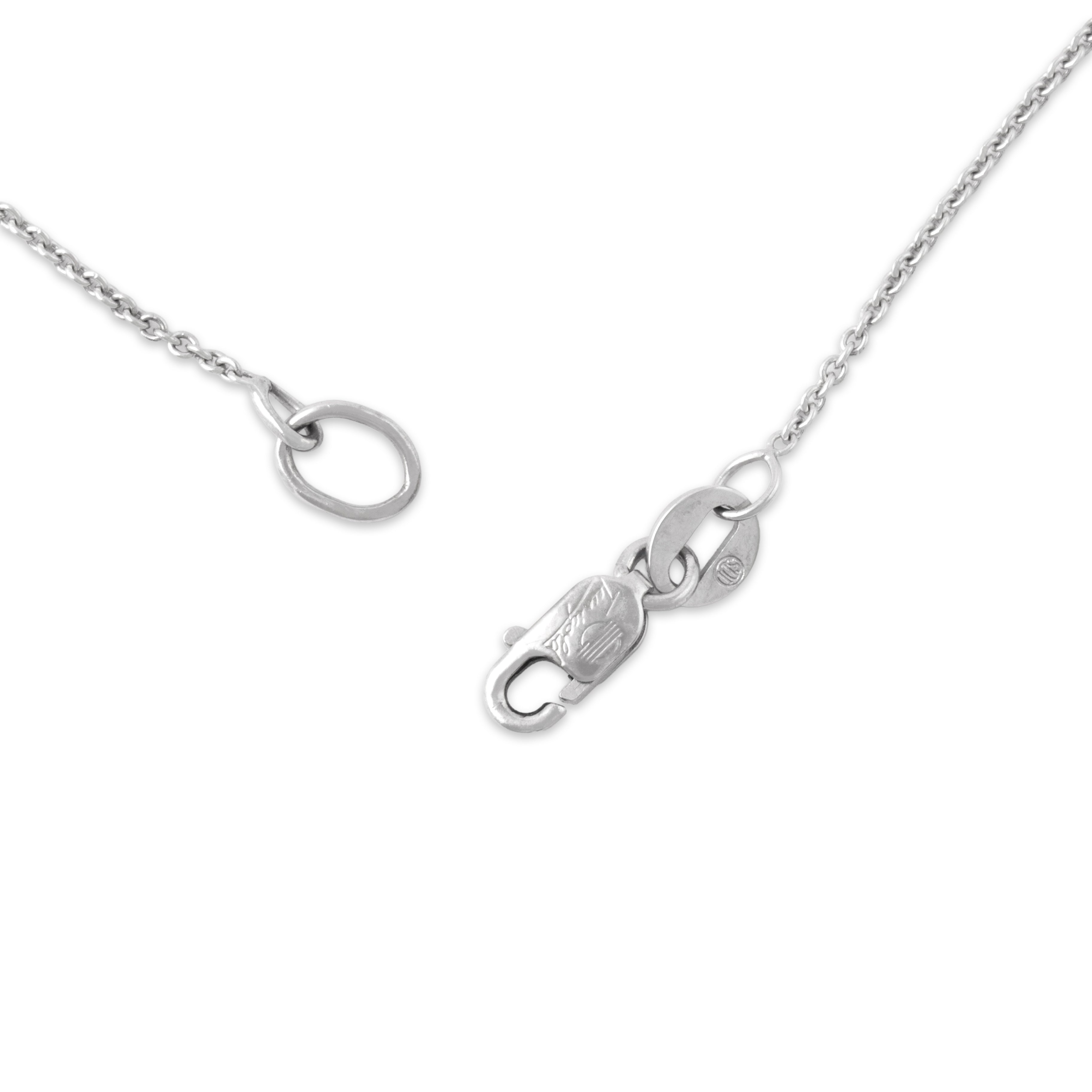Estate Italian 14k White Gold 1.1mm Dainty Classic Cable Chain - clasp view