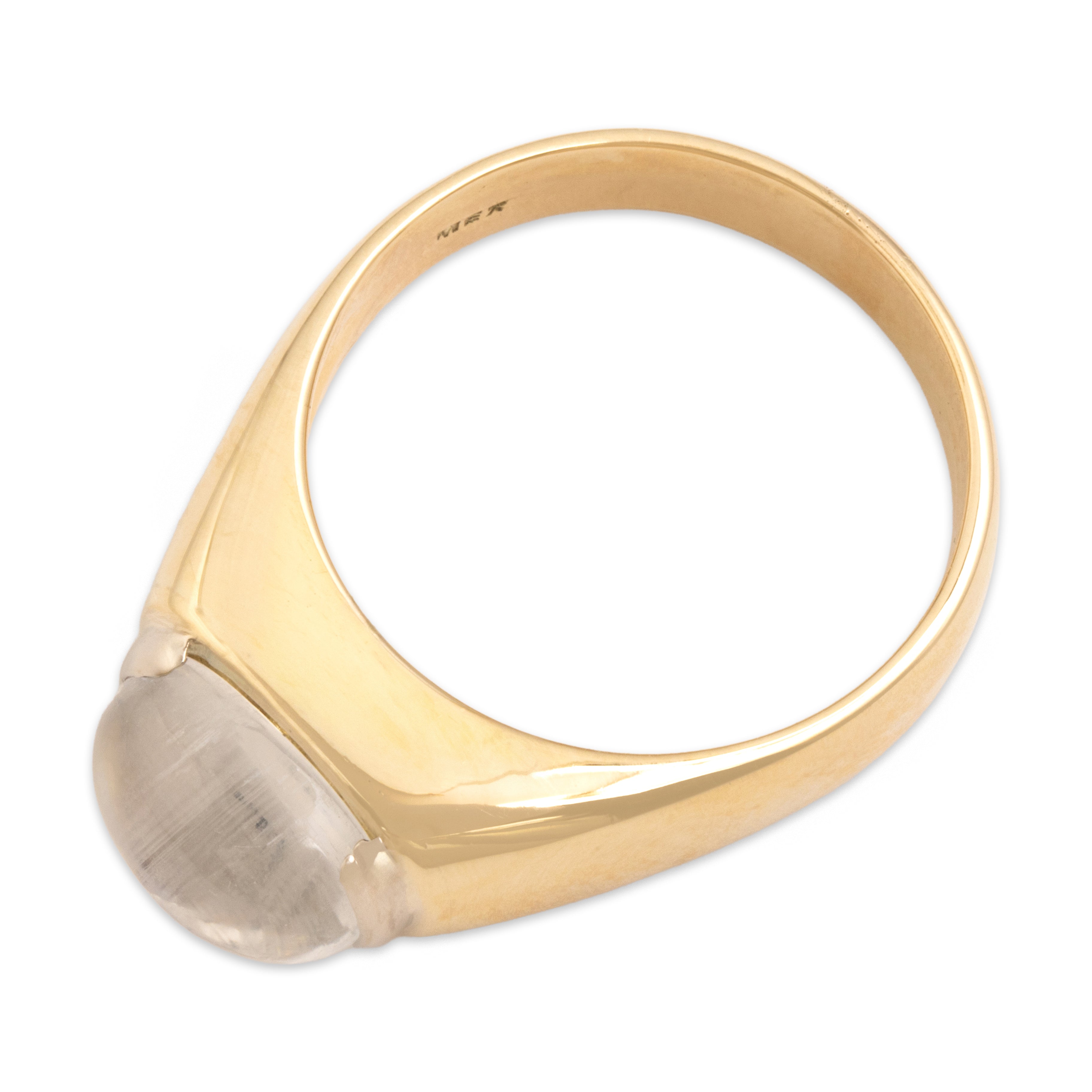 Vintage 14k Yellow Gold 4.36ct Moonstone Fantastic Glowing Tall Dome Ring - Overall view