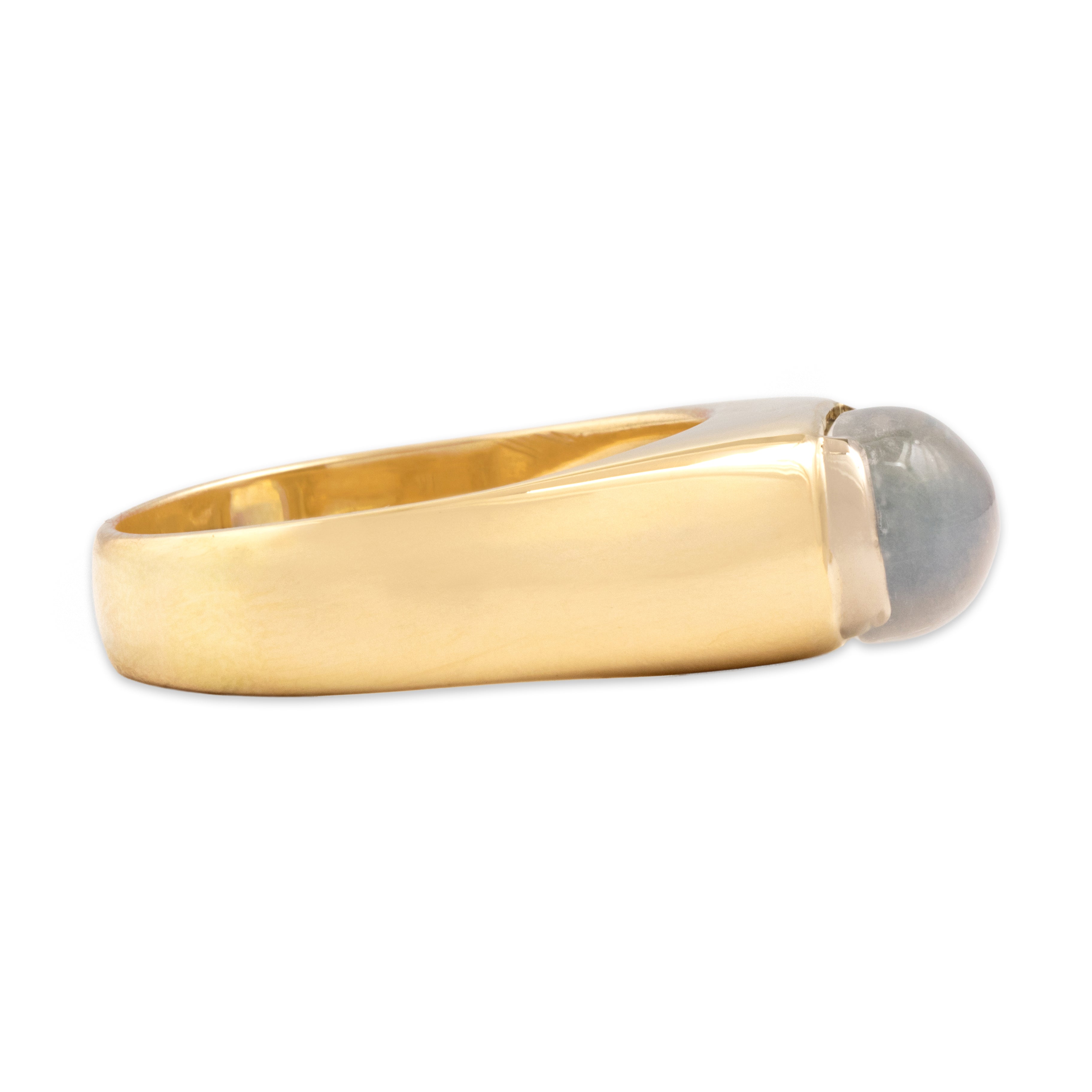 Vintage 14k Yellow Gold 4.36ct Moonstone Fantastic Glowing Tall Dome Ring - Side view