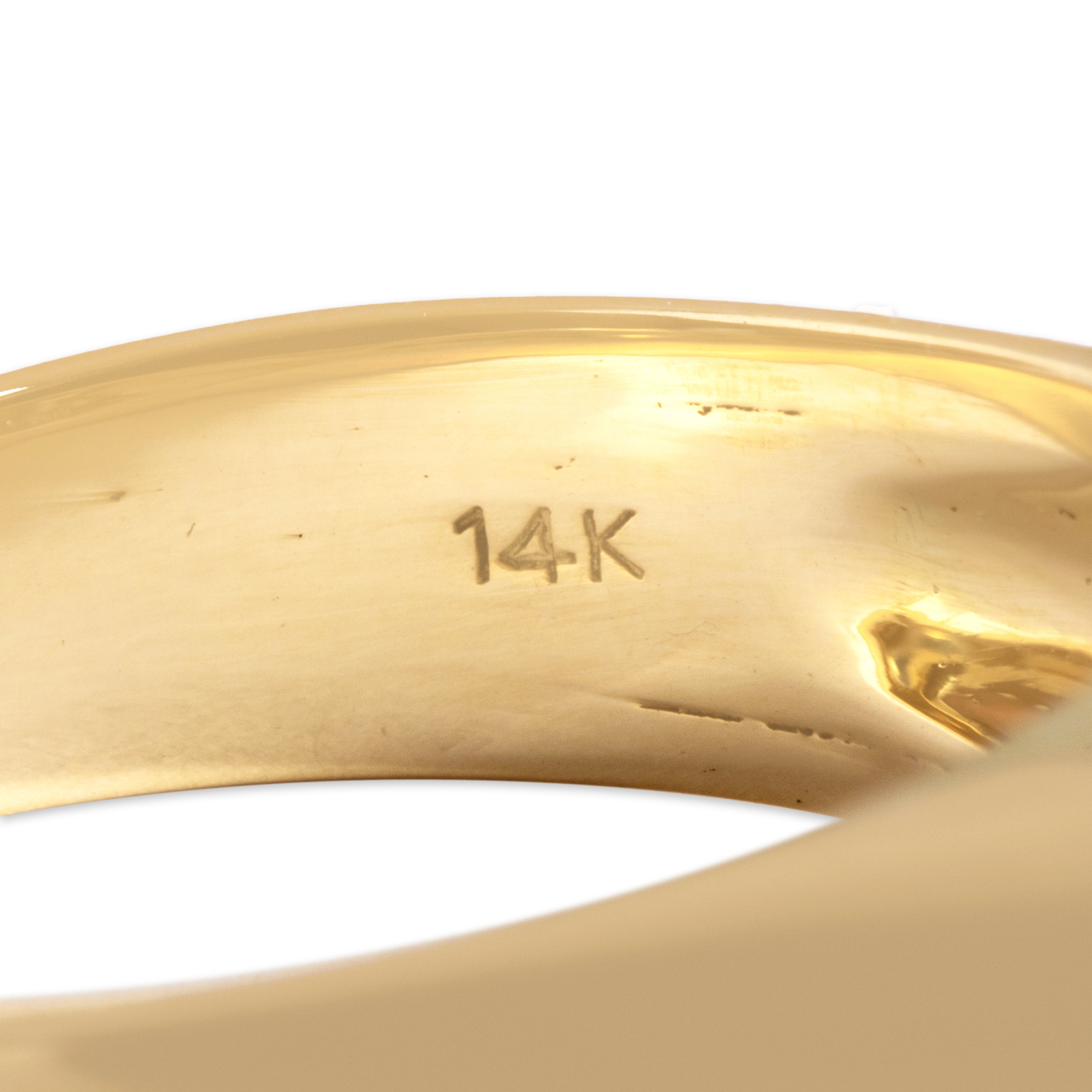 Vintage 14k Yellow Gold 4.36ct Moonstone Fantastic Glowing Tall Dome Ring - Hallmark view