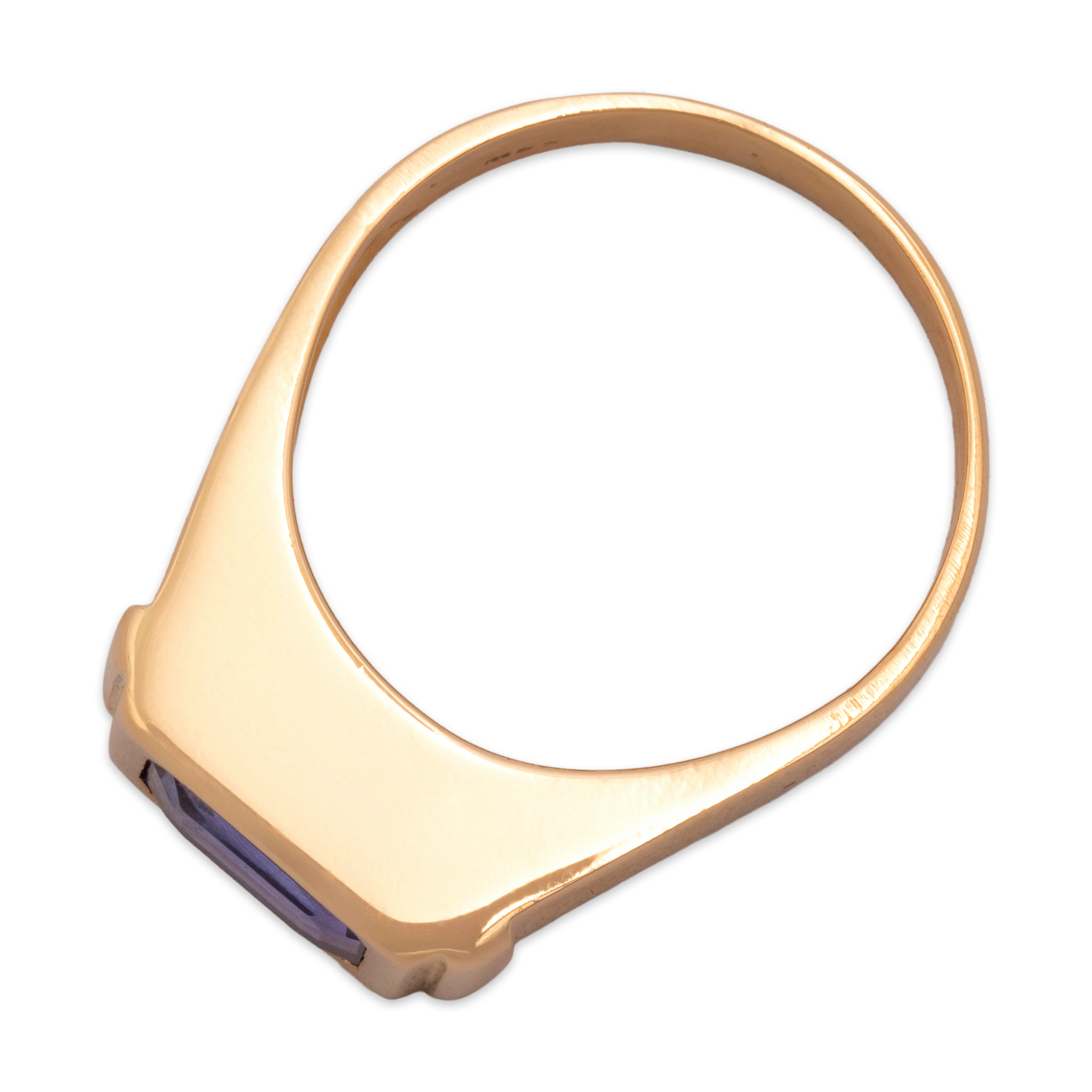Vintage 14k Yellow Gold 3.12ct Tanzanite Bold East-West Solitaire Ring 10.75