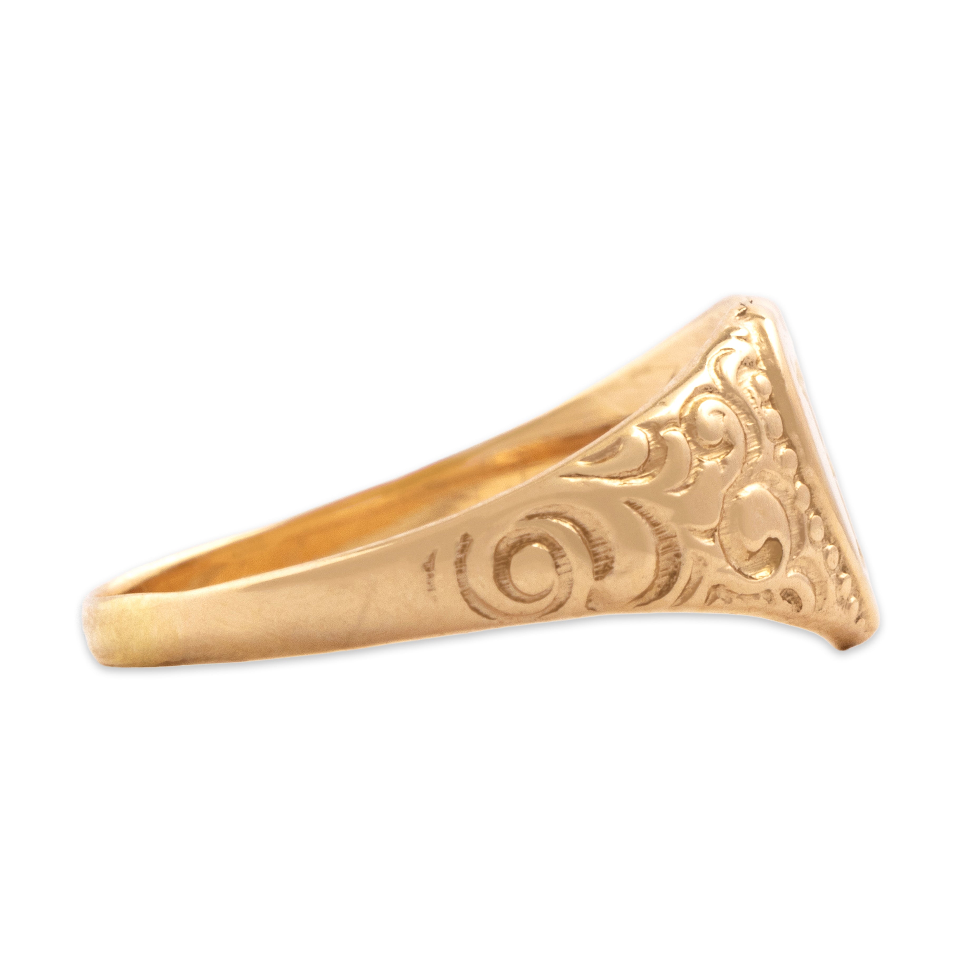 Antique 14k Rosy Yellow Gold Dainty Decorated Heart Initial 