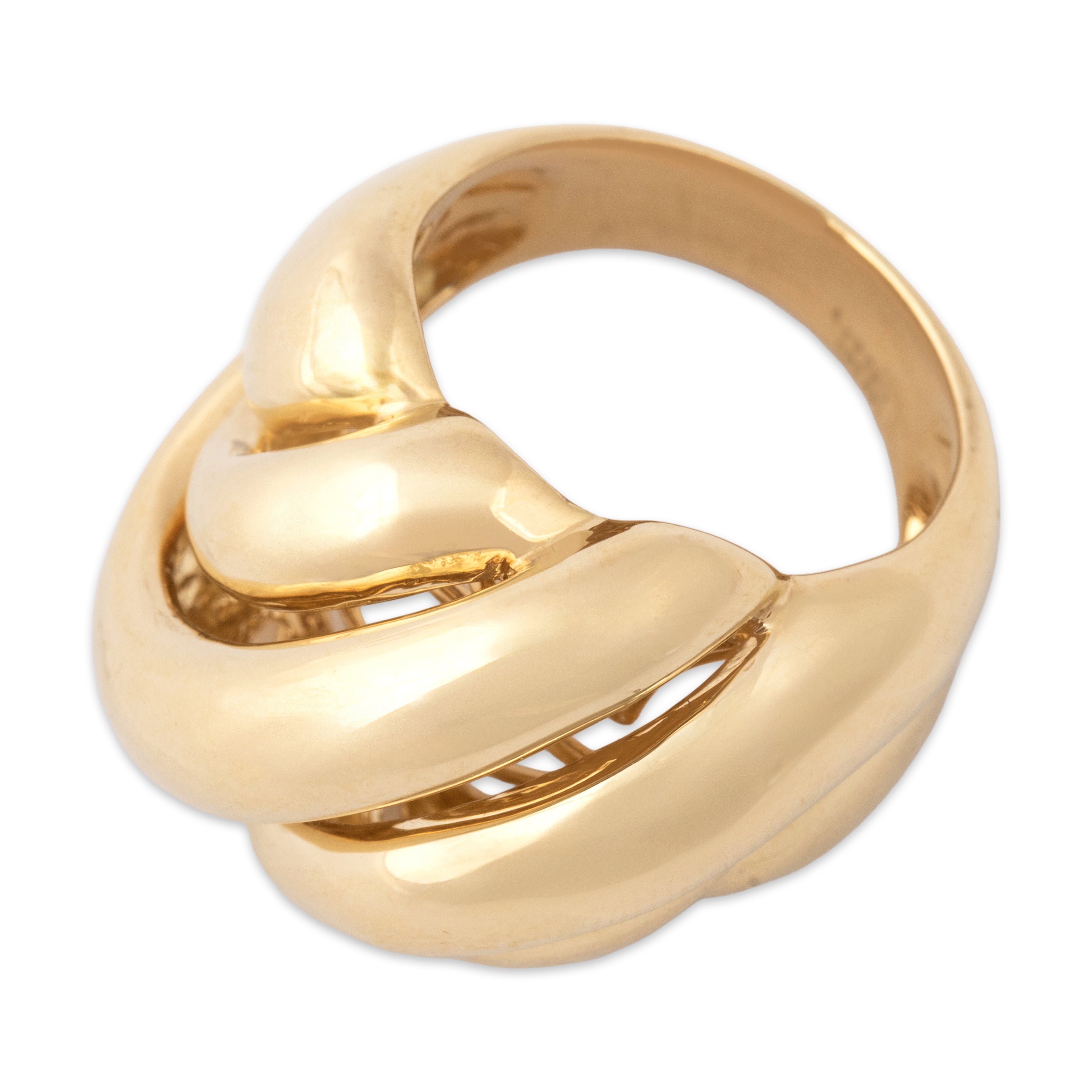Estate Heavy 14k Yellow Gold Sculptural Swirling Dome Statement Ring - Overall view