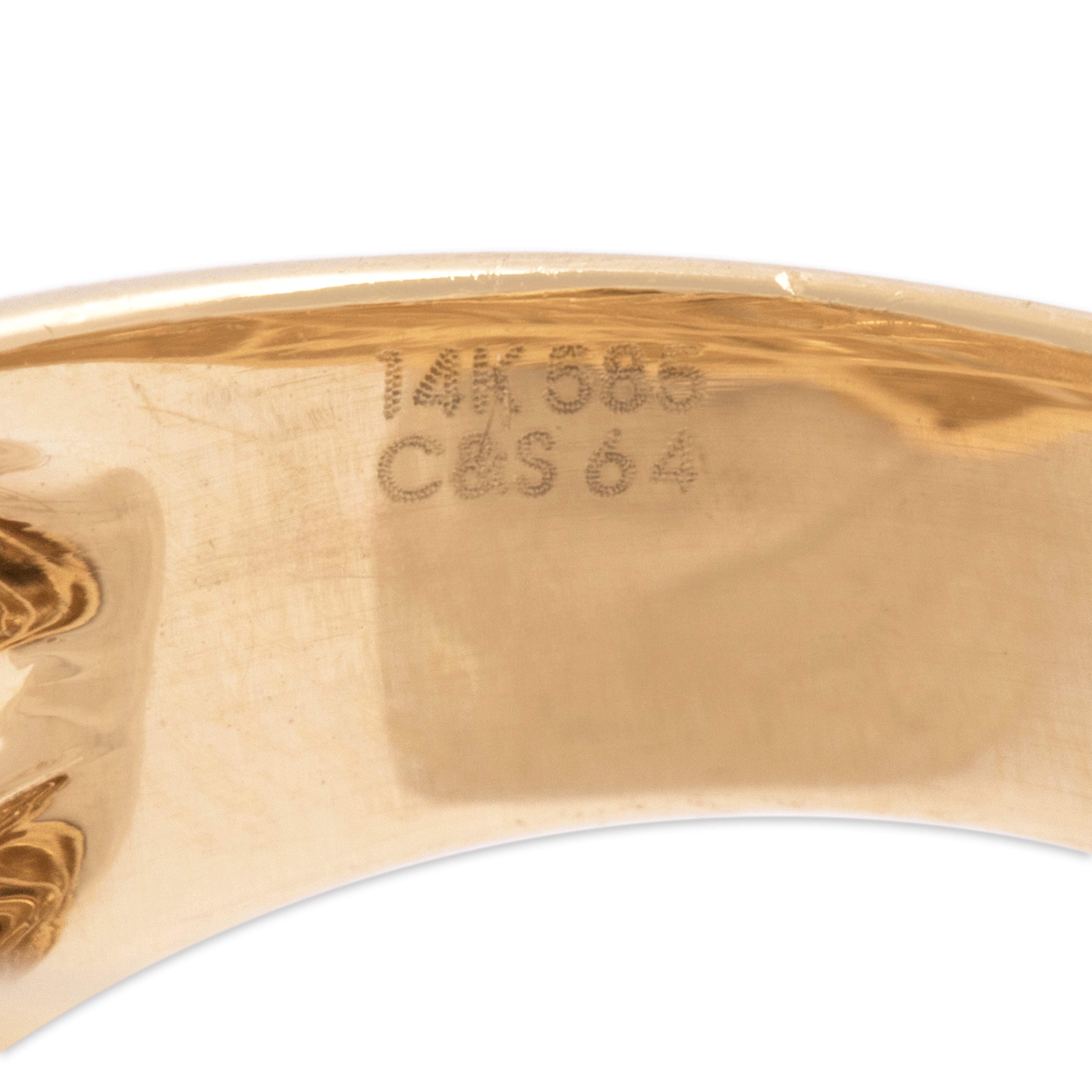 Estate Heavy 14k Yellow Gold Sculptural Swirling Dome Statement Ring - Hallmark view