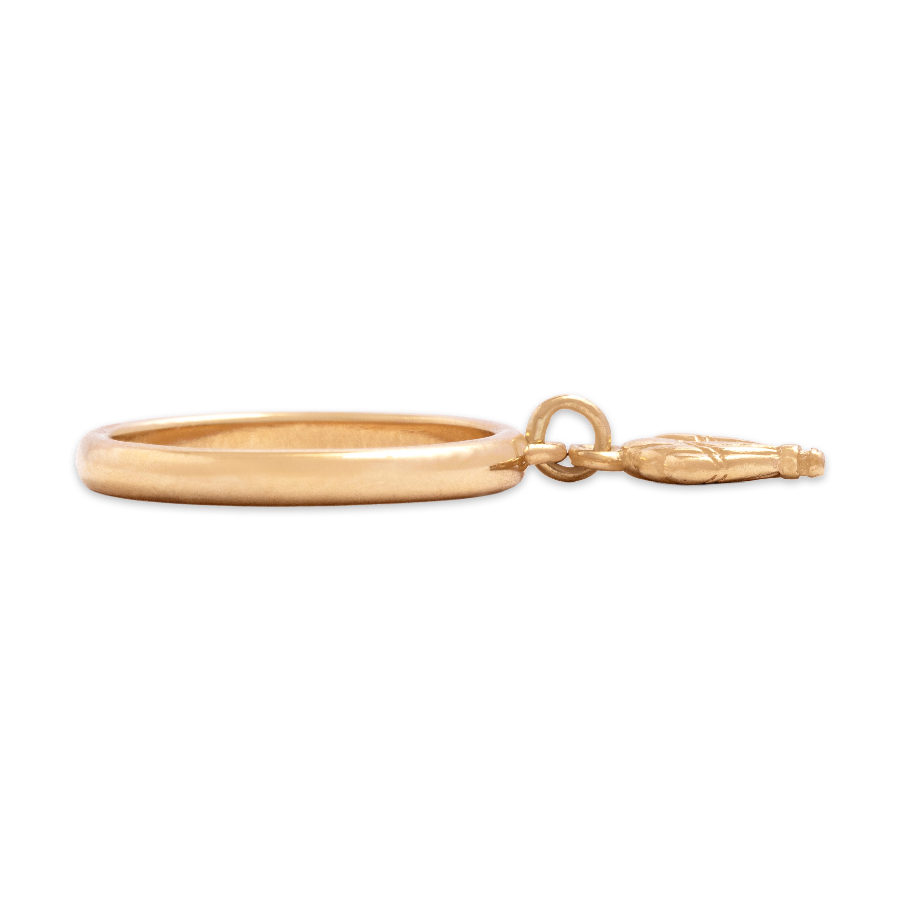 Vintage 14k Yellow Gold Hot Air Balloon Dangle Charm Ring - Side view