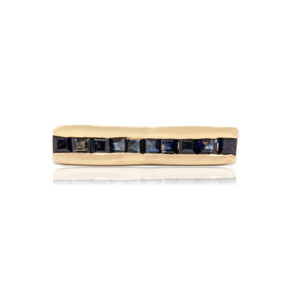 Vintage 14k Yellow Gold .59cttw Blue Sapphire Tall Flared Ring 7.00