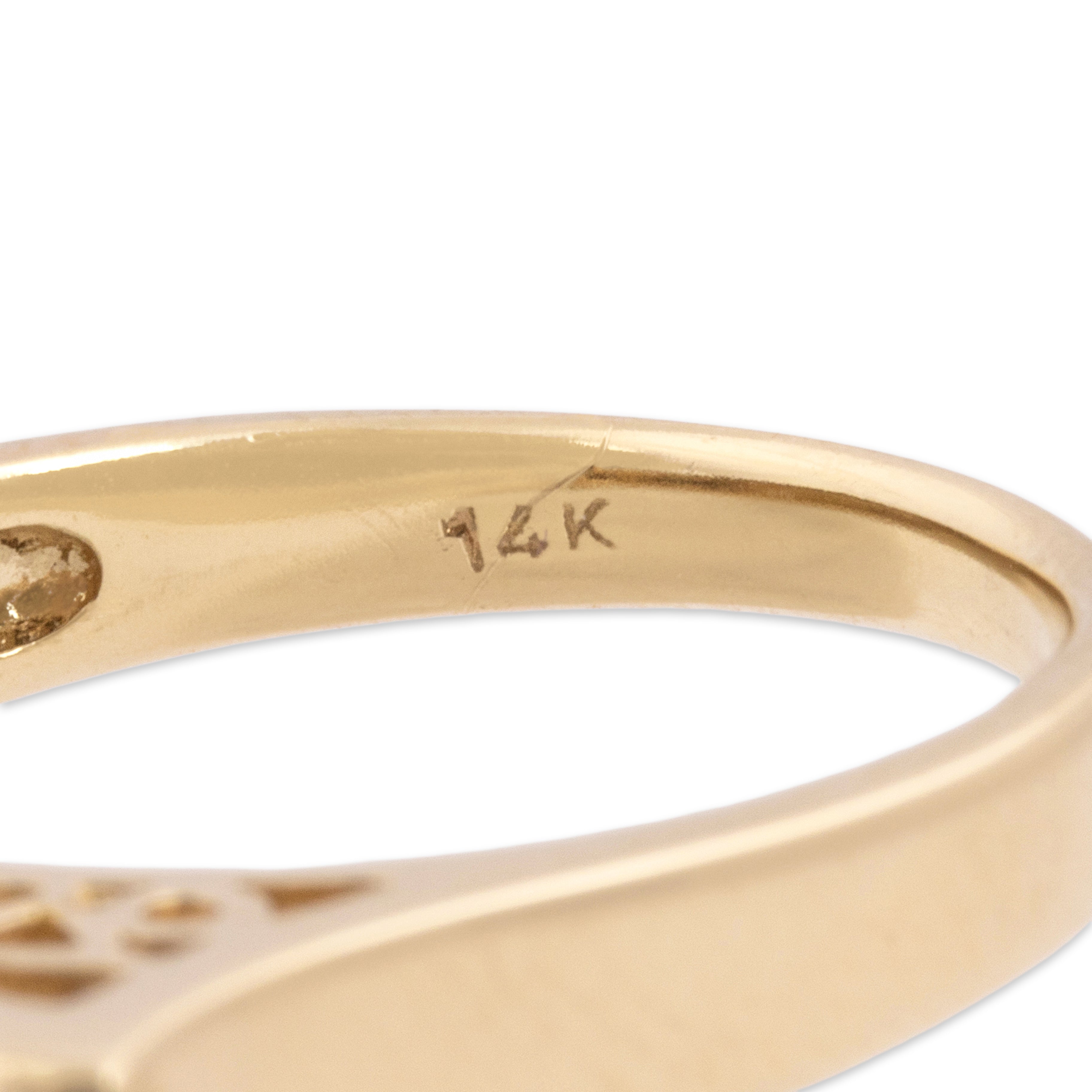 Vintage 14k Yellow Gold .59cttw Blue Sapphire Tall Flared Ring - Hallmark view