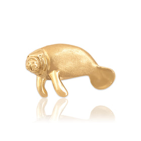 Vintage Substantial 14k Yellow Gold Personable Manatee Slide Pendant