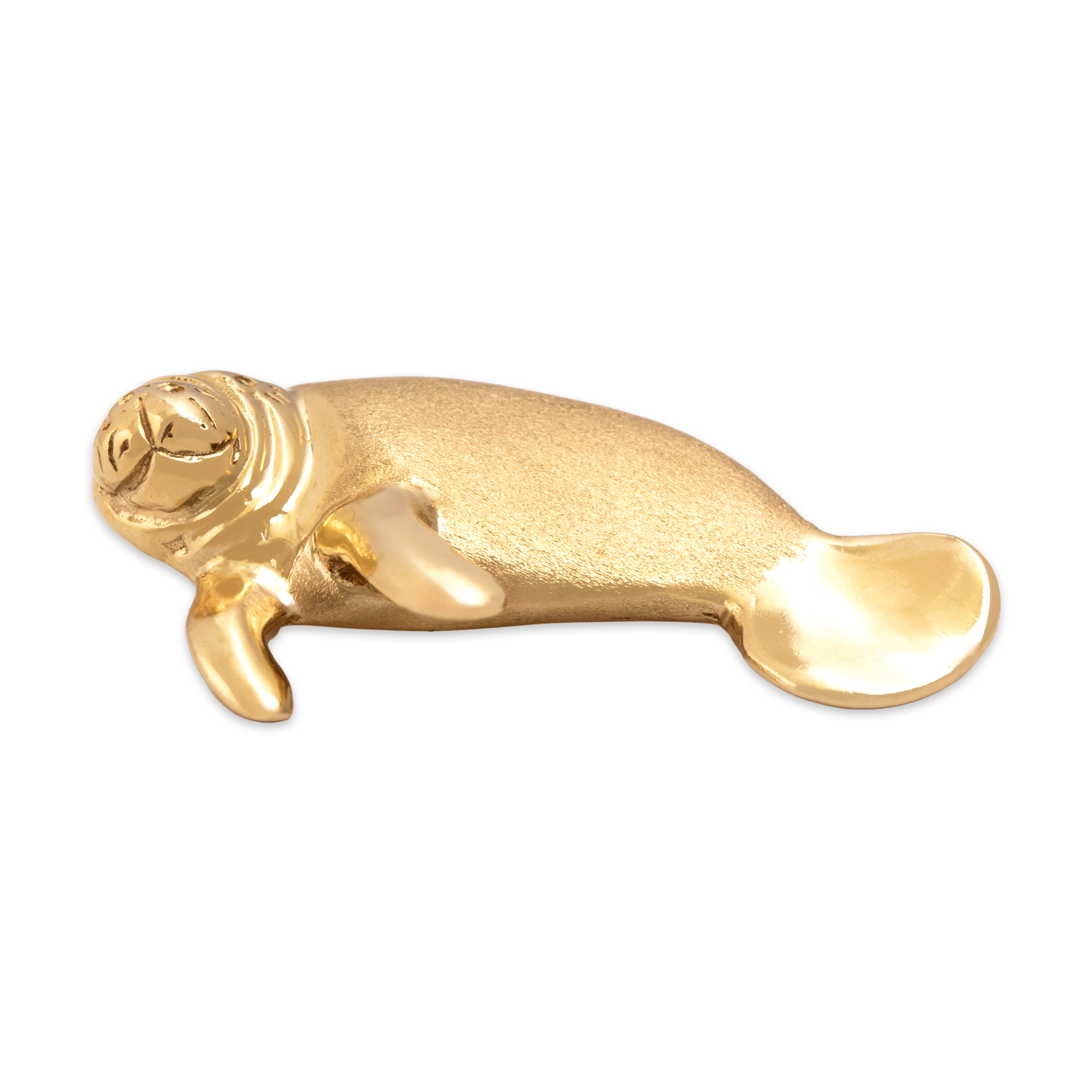 Vintage Substantial 14k Yellow Gold Personable Manatee Slide Pendant - Overall view