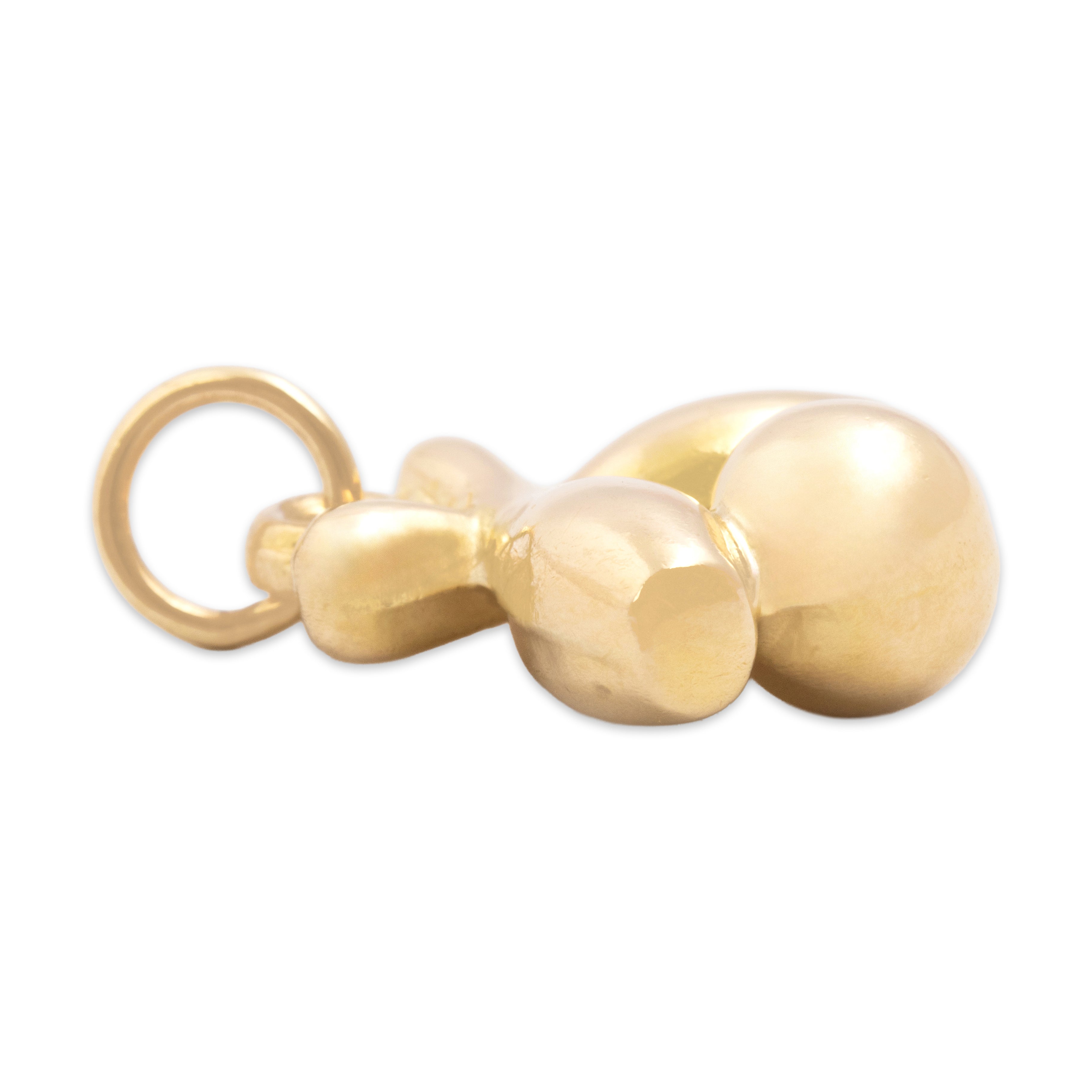 Vintage Small 14k Yellow Gold Puffy Bowling Ball And Pins Charm / Pendant - Side view