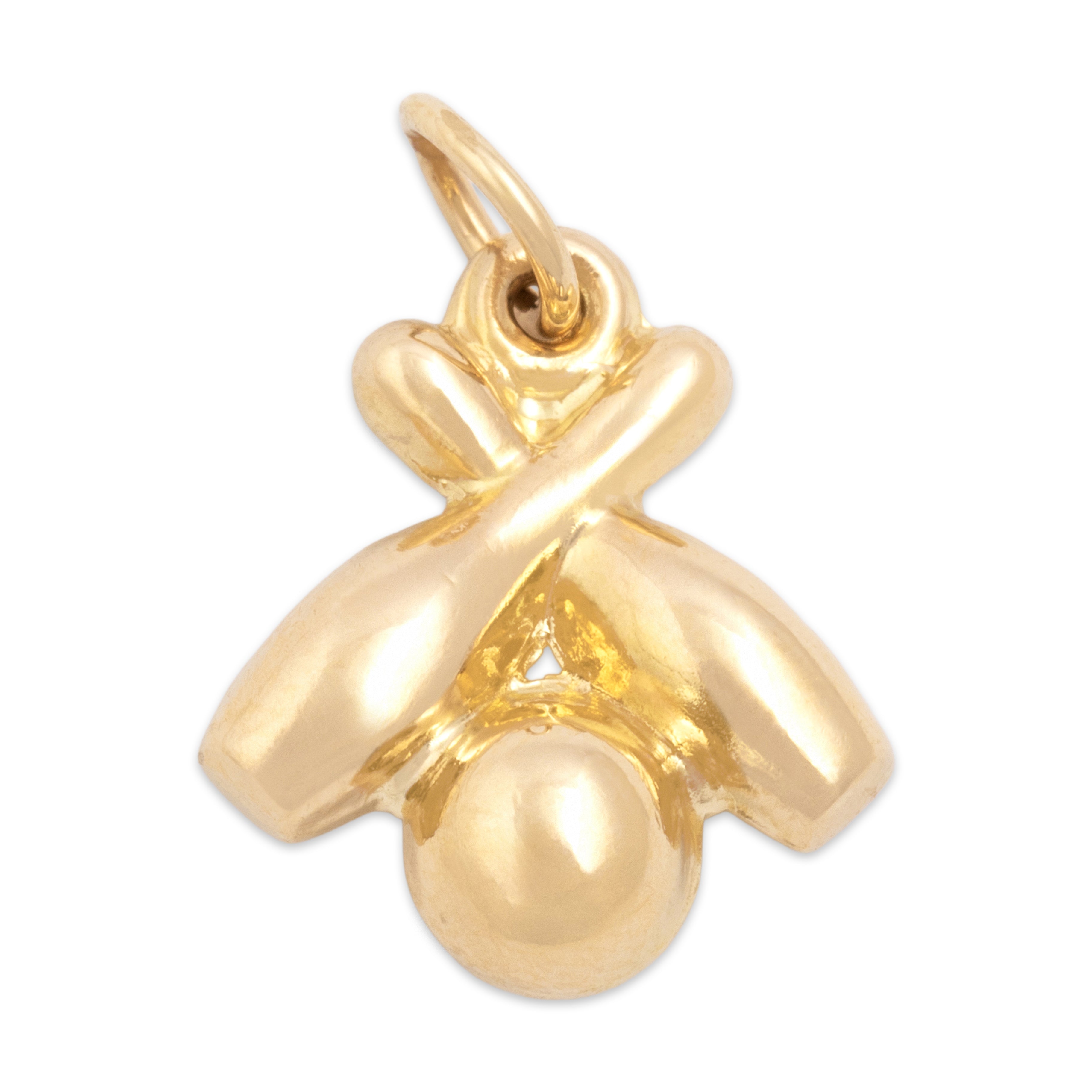 Vintage Small 14k Yellow Gold Puffy Bowling Ball And Pins Charm / Pendant - Overall view