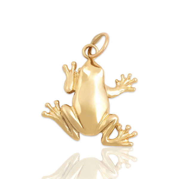 Vintage 14k Yellow Gold Cute Frog Charm / Pendant