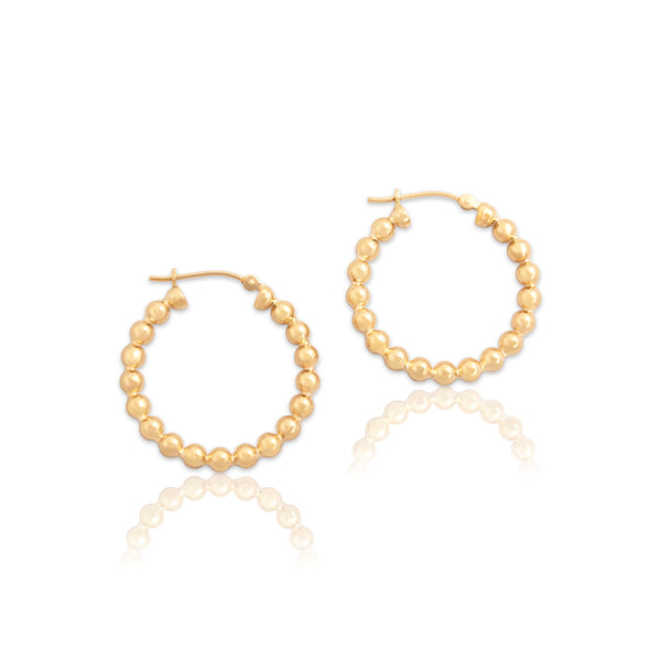 Vintage 14k Yellow Gold Bubble Bead Hoop Earrings