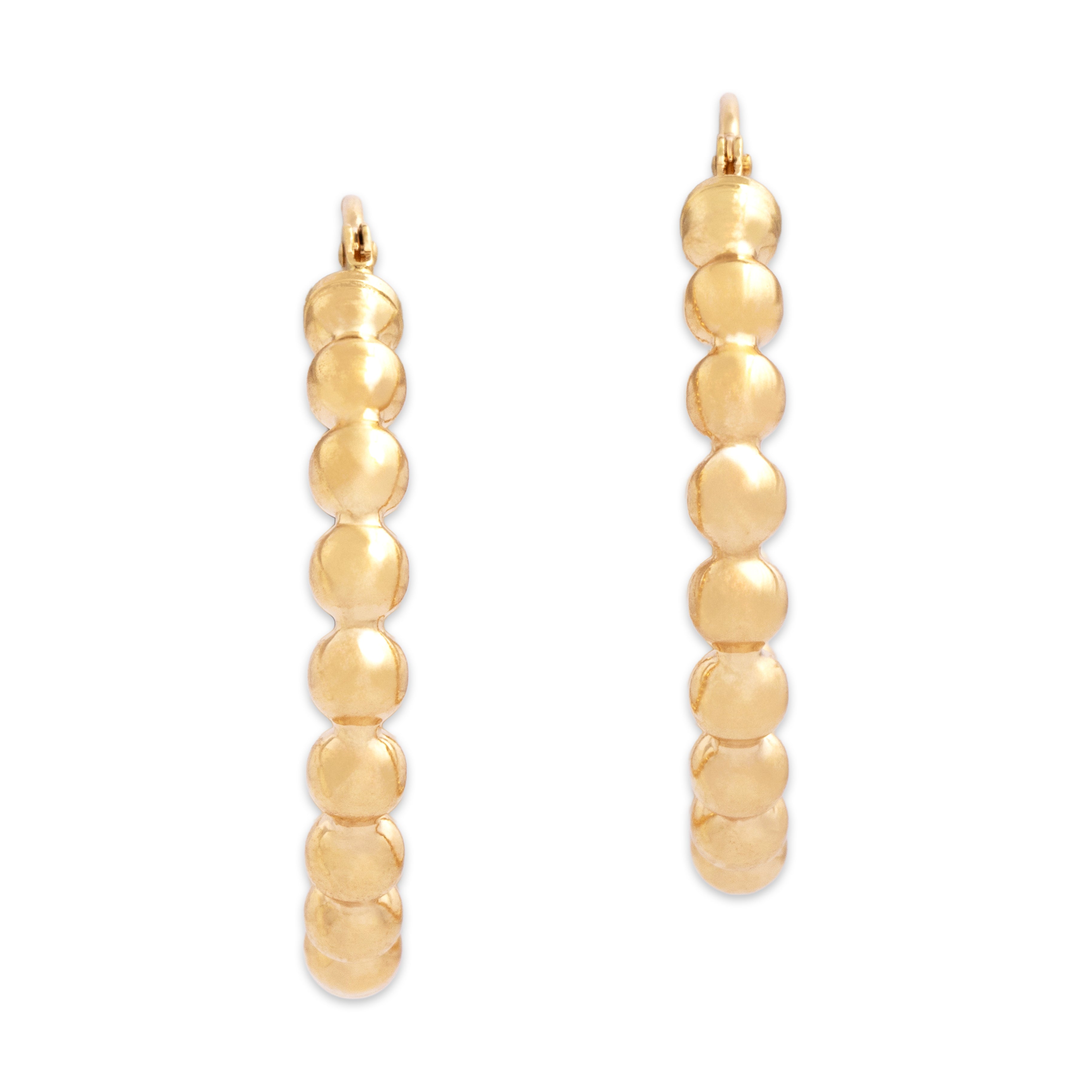Vintage 14k Yellow Gold Bubble Bead Hoop Earrings - Overall view