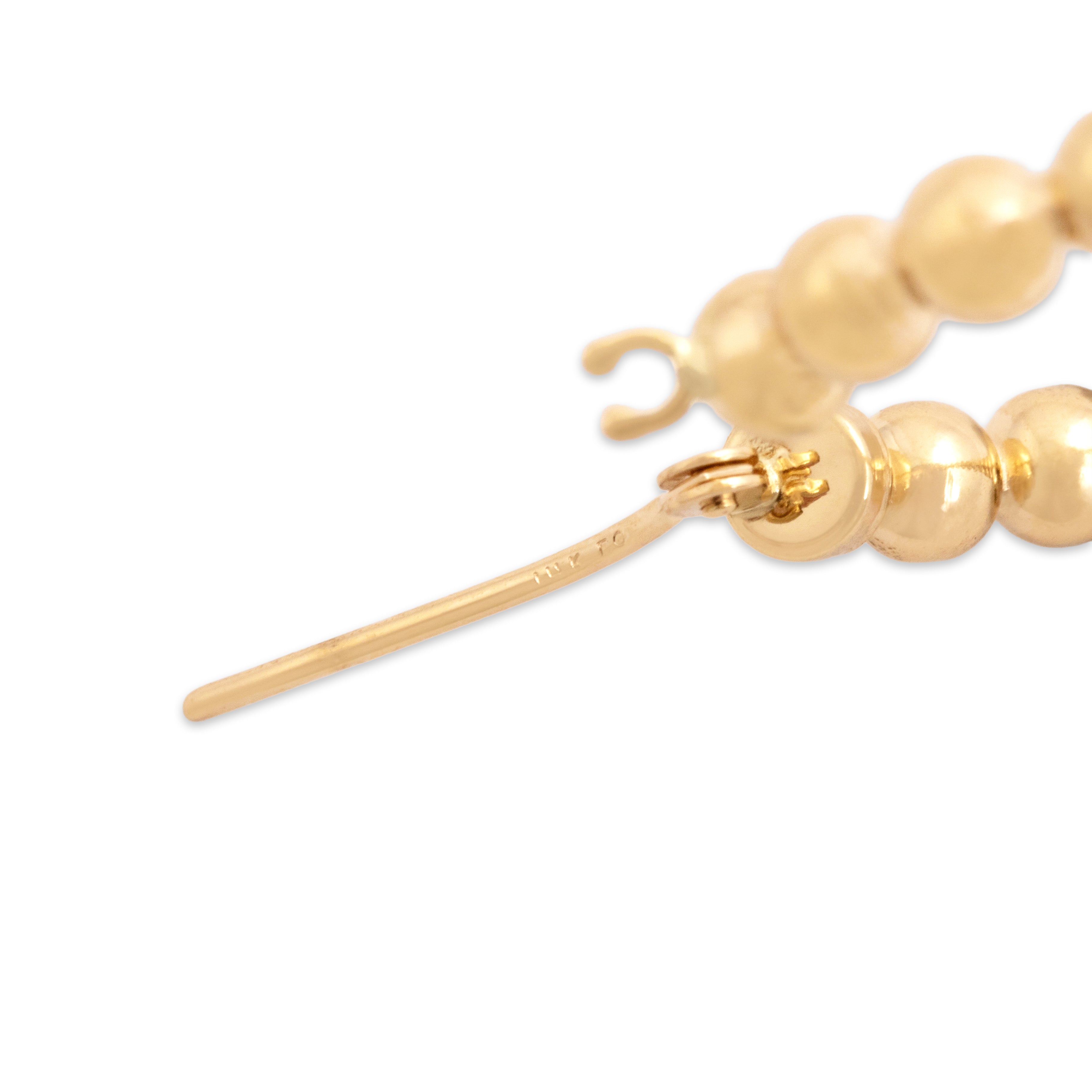 Vintage 14k Yellow Gold Bubble Bead Hoop Earrings - Hallmark view