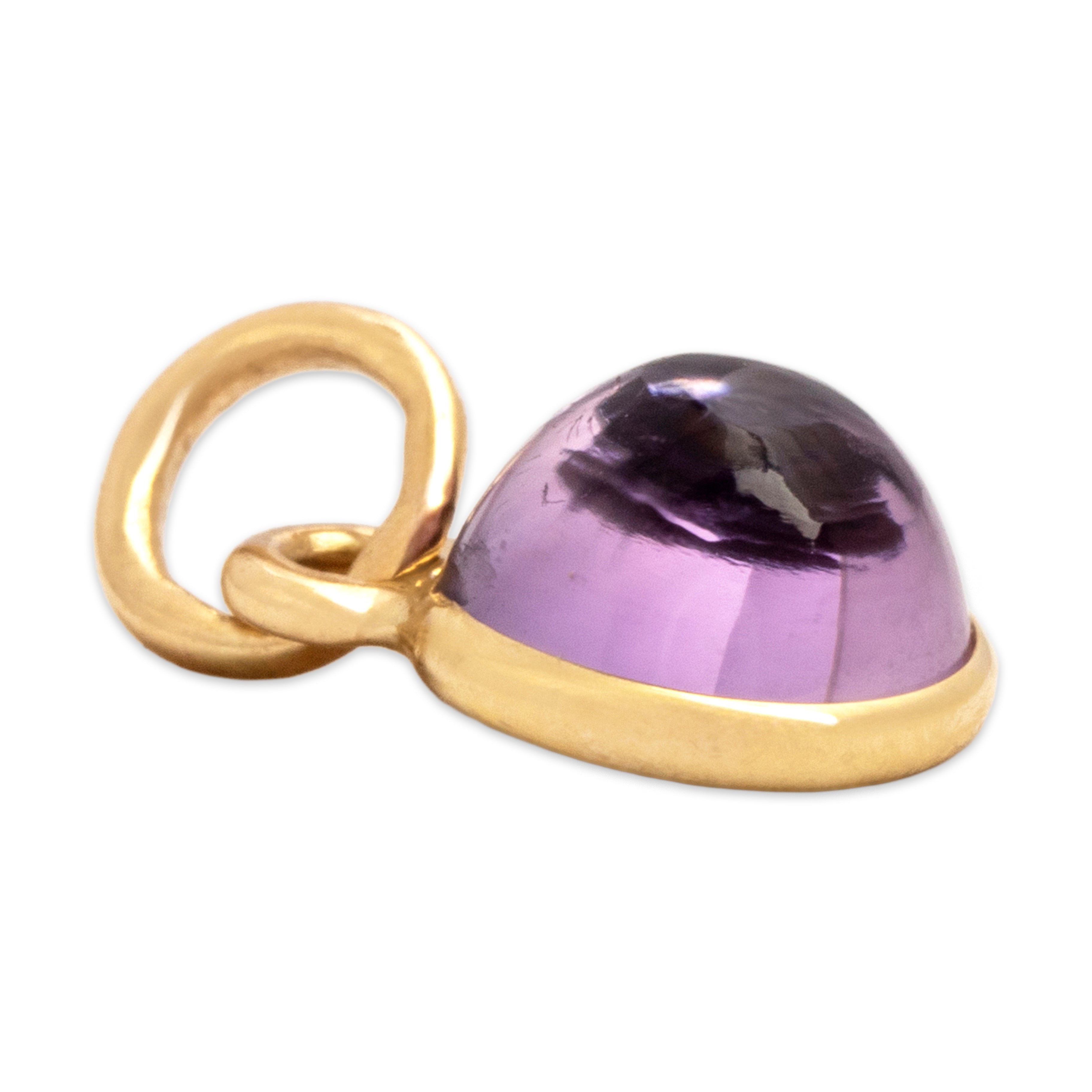 Antique Small 14k Yellow Gold 1.58ct Foil-Backed Amethyst Glowing Orb Charm / Pendant - Side view