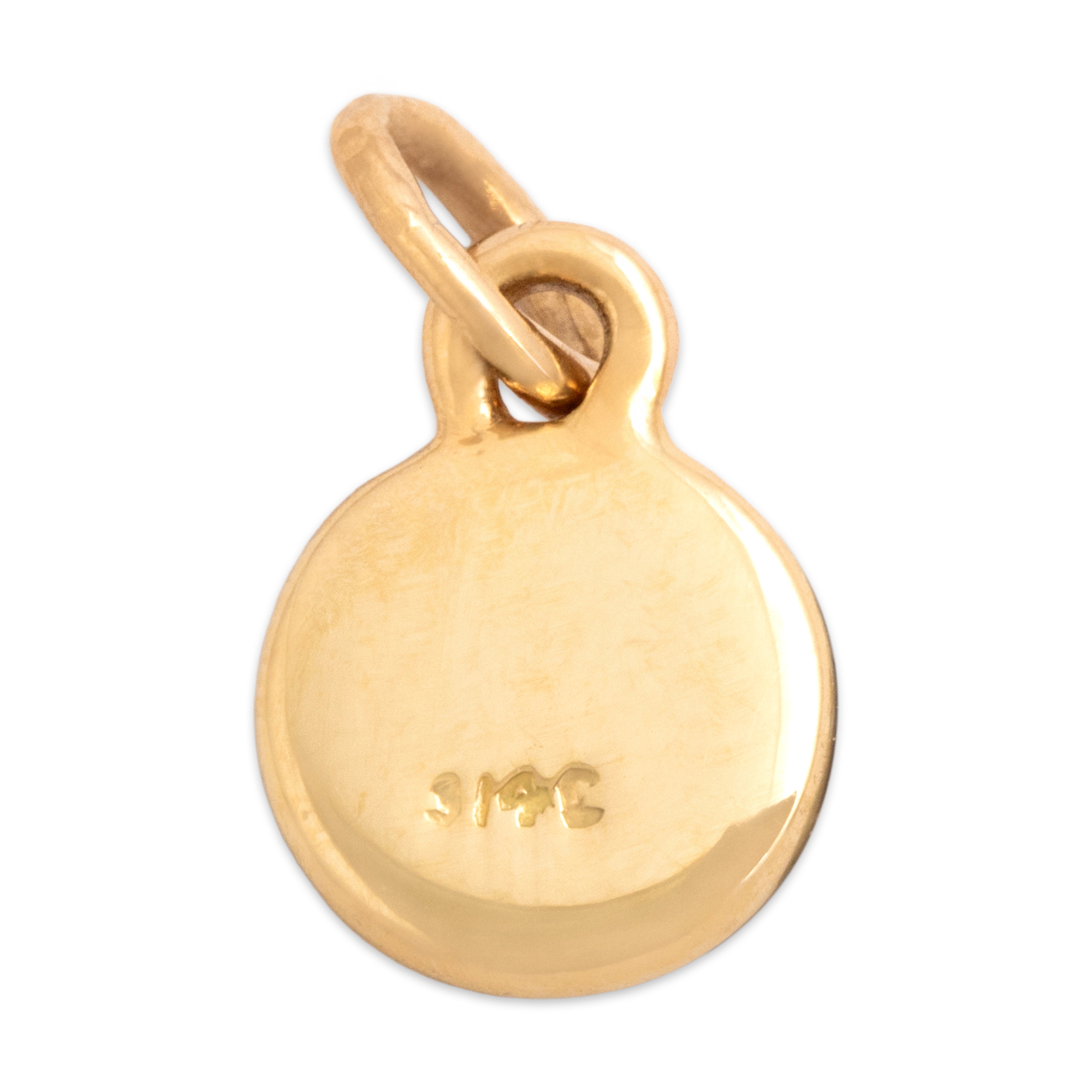Antique Small 14k Yellow Gold 1.58ct Foil-Backed Amethyst Glowing Orb Charm / Pendant - Back view