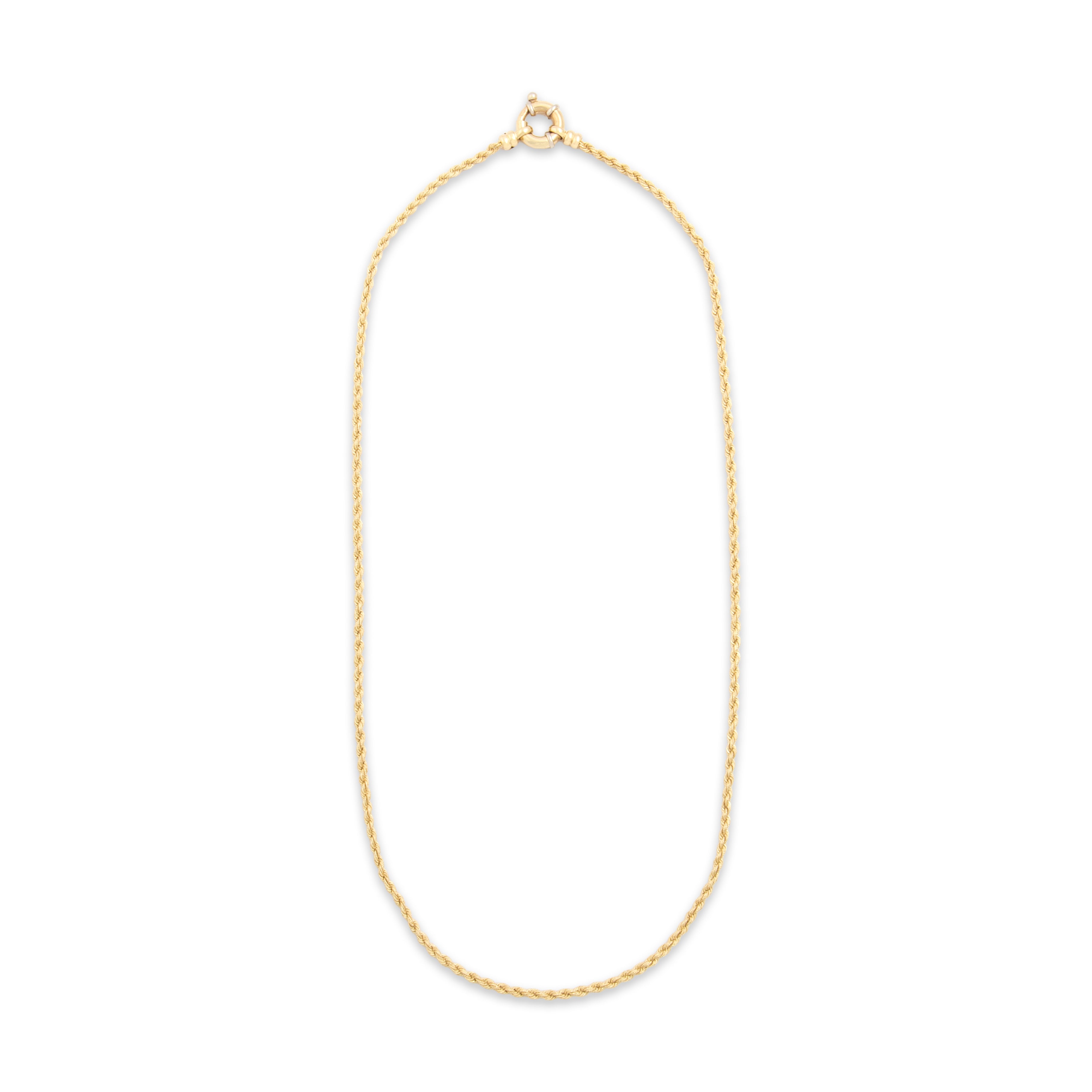 Vintage 14k Yellow Gold Chic Statement Clasp 2.7mm Rope Chain - Overall view