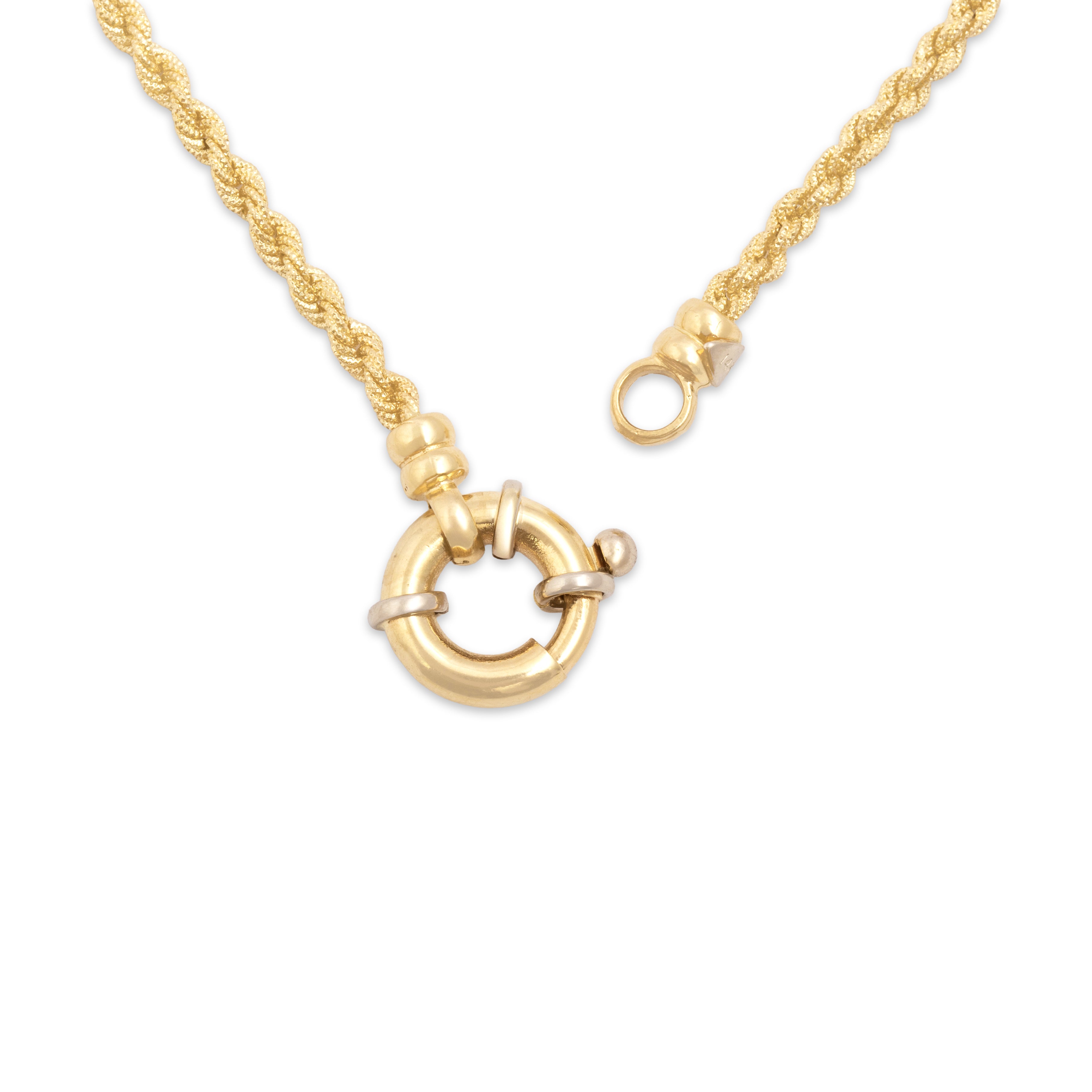 Vintage 14k Yellow Gold Chic Statement Clasp 2.7mm Rope Chain - clasp view