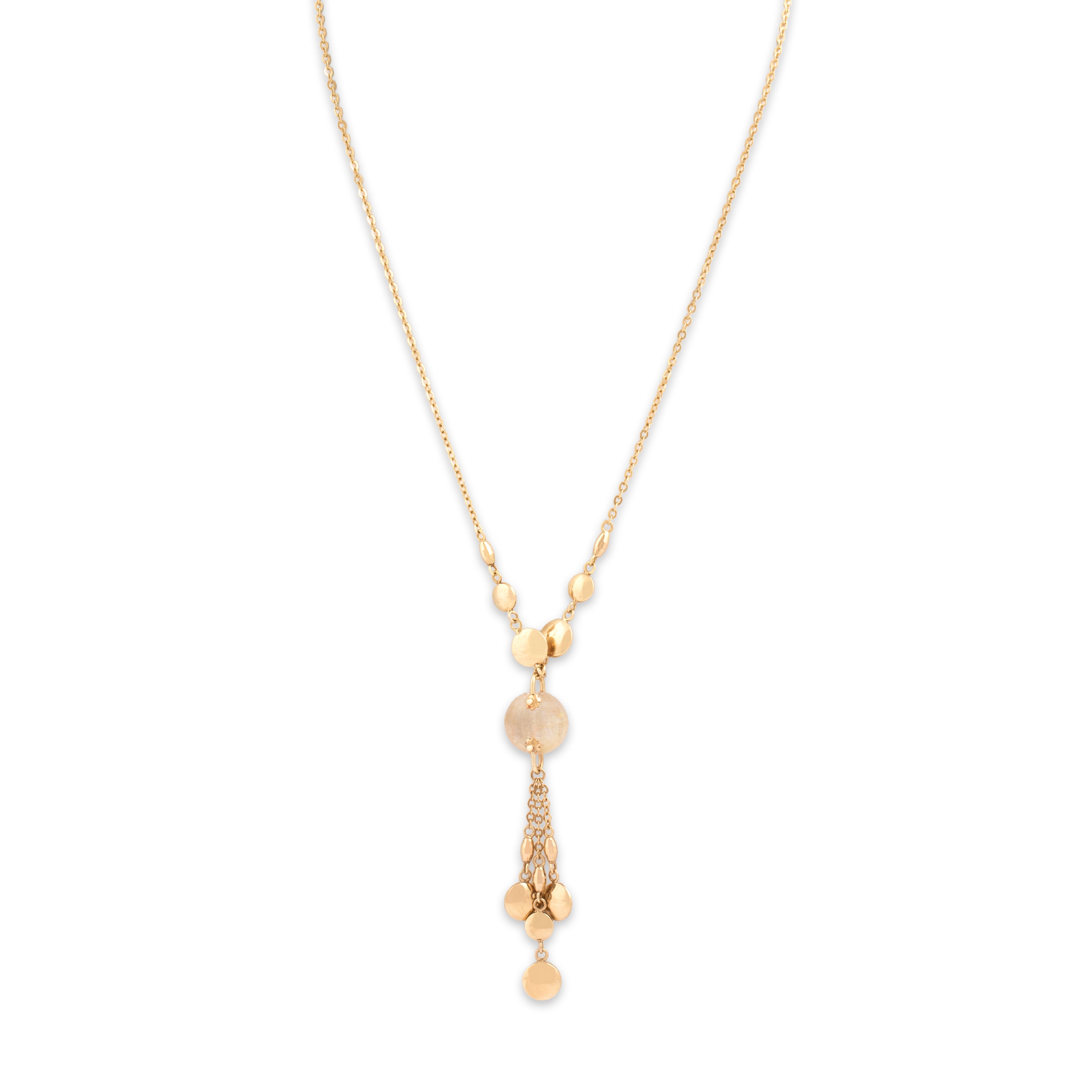 Vintage Italian 14k Yellow Gold 8.23ct Rutilated Quartz Fringe Dangle Necklace - detail view #1