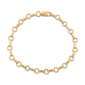 Vintage 14k Yellow Gold Classic Geometric Charm Link Bracelet 7"
