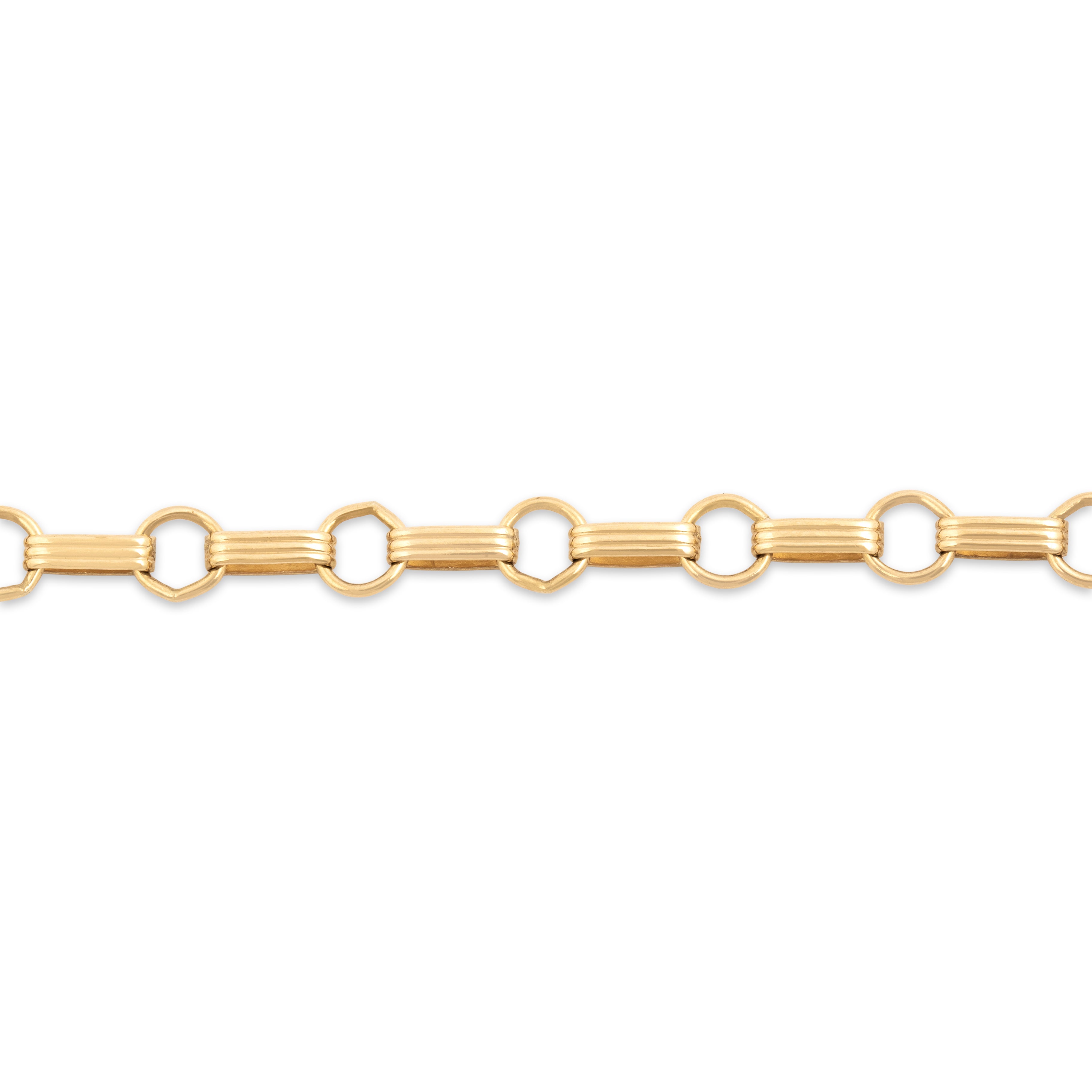 Vintage 14k Yellow Gold Classic Geometric Charm Link Bracelet 7