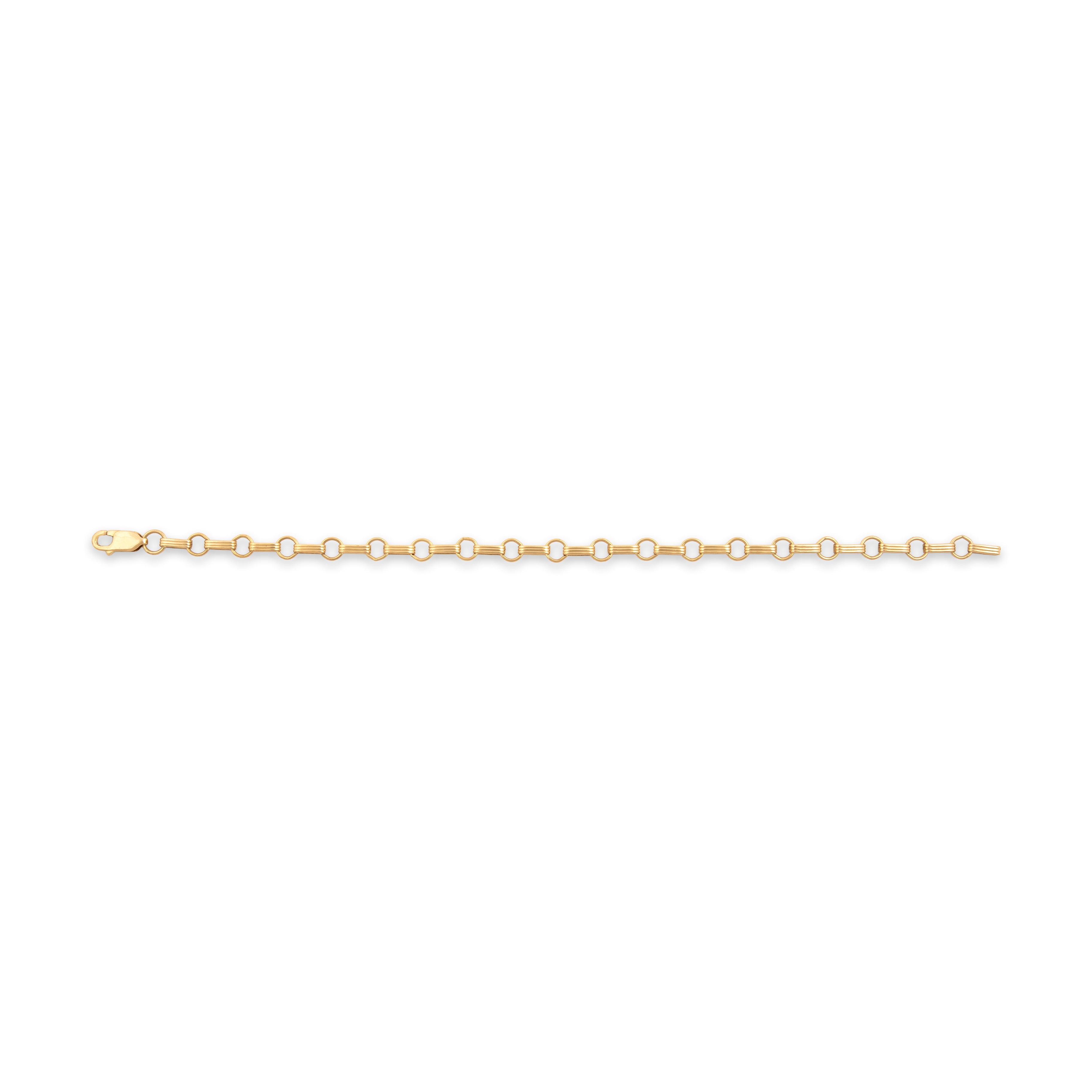 Vintage 14k Yellow Gold Classic Geometric Charm Link Bracelet 7