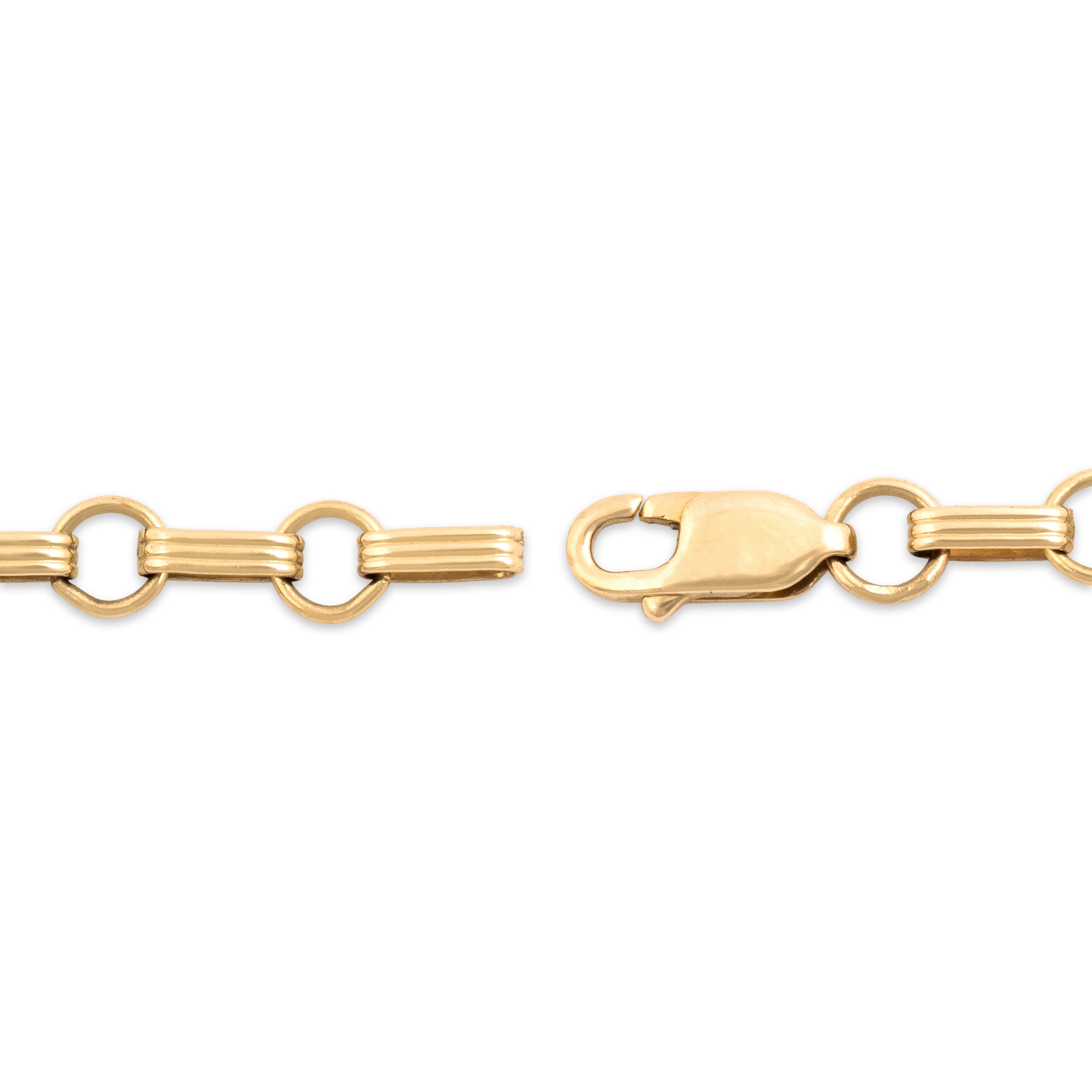 Vintage 14k Yellow Gold Classic Geometric Charm Link Bracelet 7