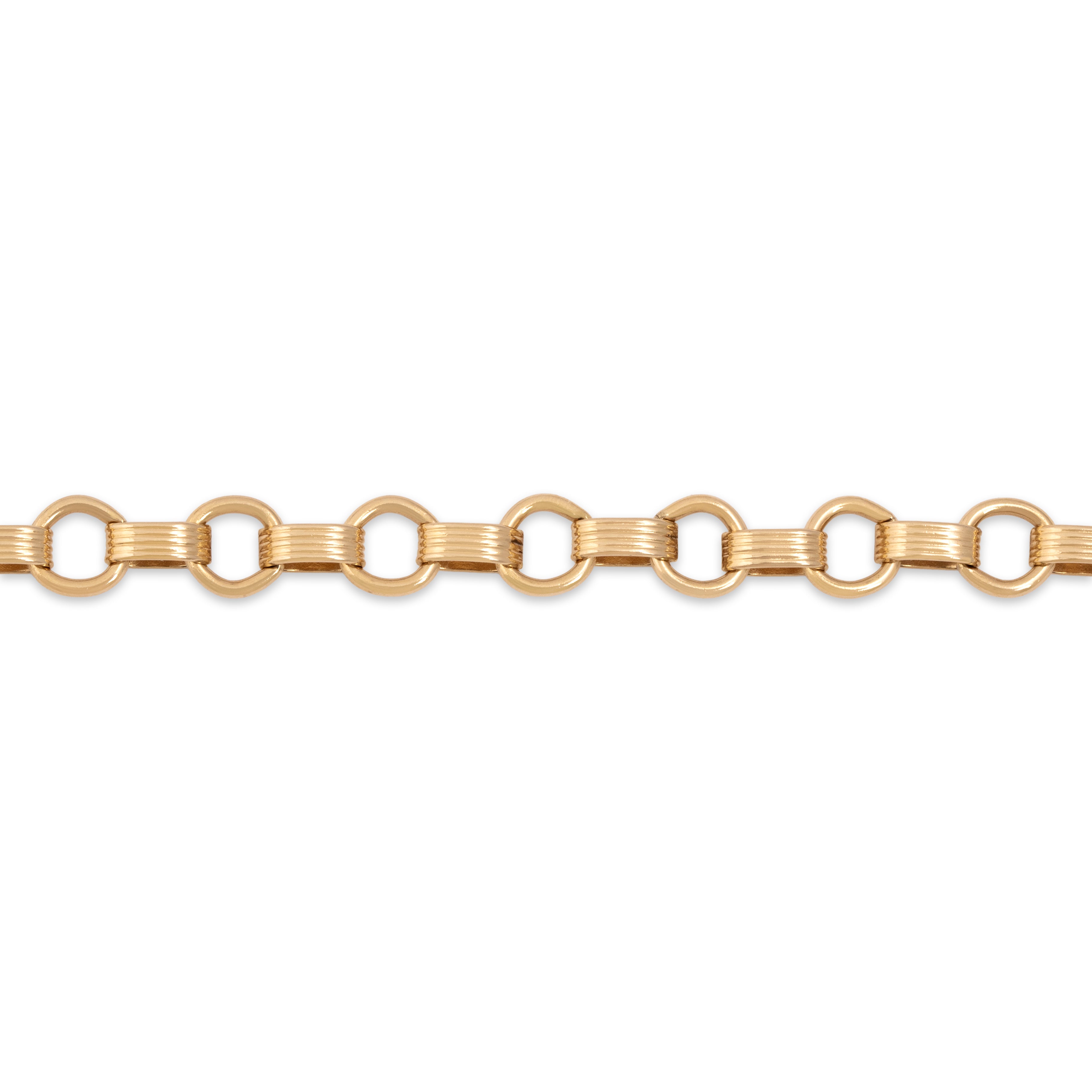 Vintage 14k Yellow Gold Quintessential Charm-Style Alternating Link Bracelet - detail view #1