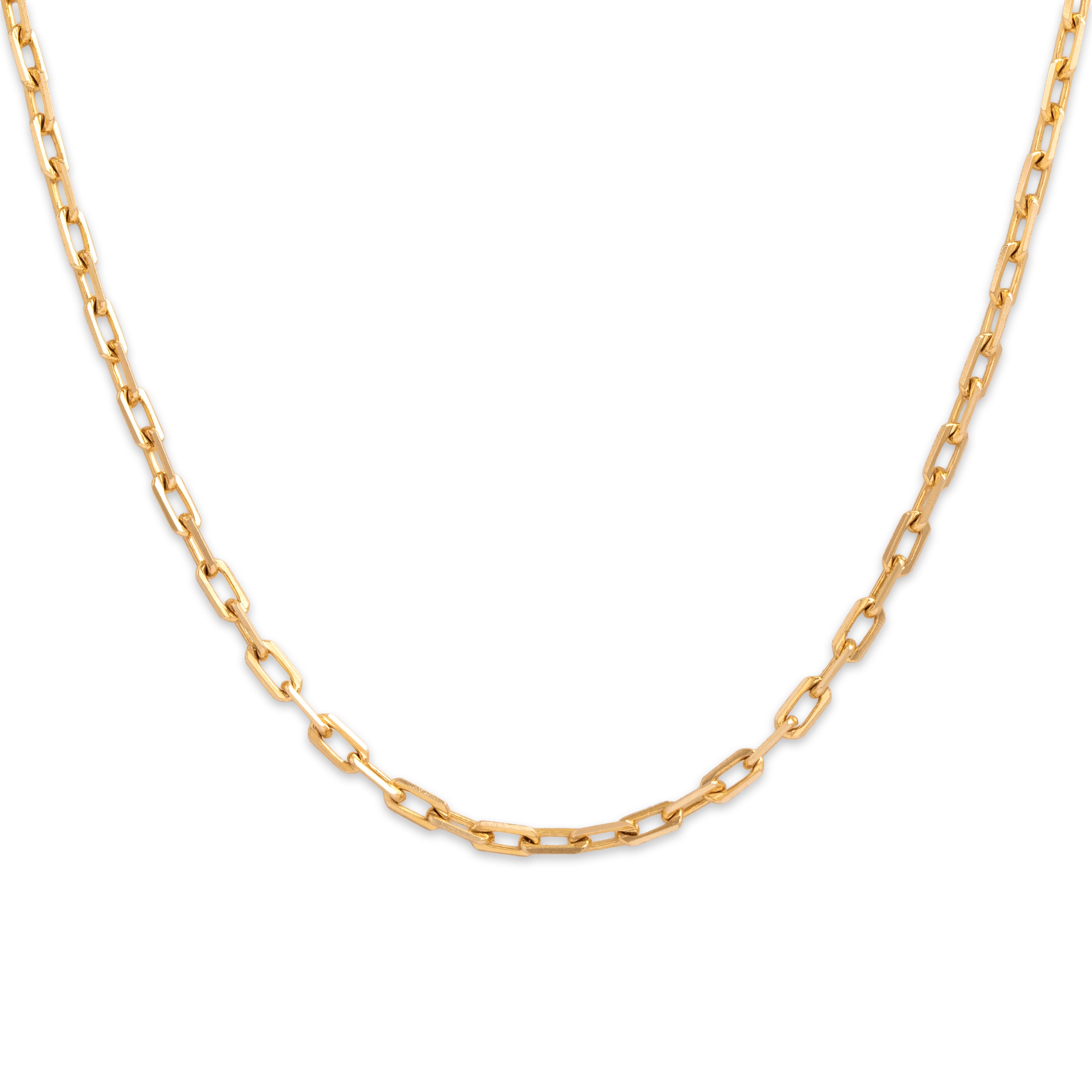 Vintage Italian 14k Yellow Gold 22.4mm Chic Paper Clip Link Chain - Close-up view