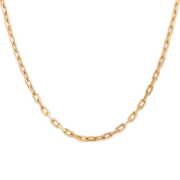 Vintage Italian 14k Yellow Gold 2.4mm Chic Paper Clip Link Chain 20