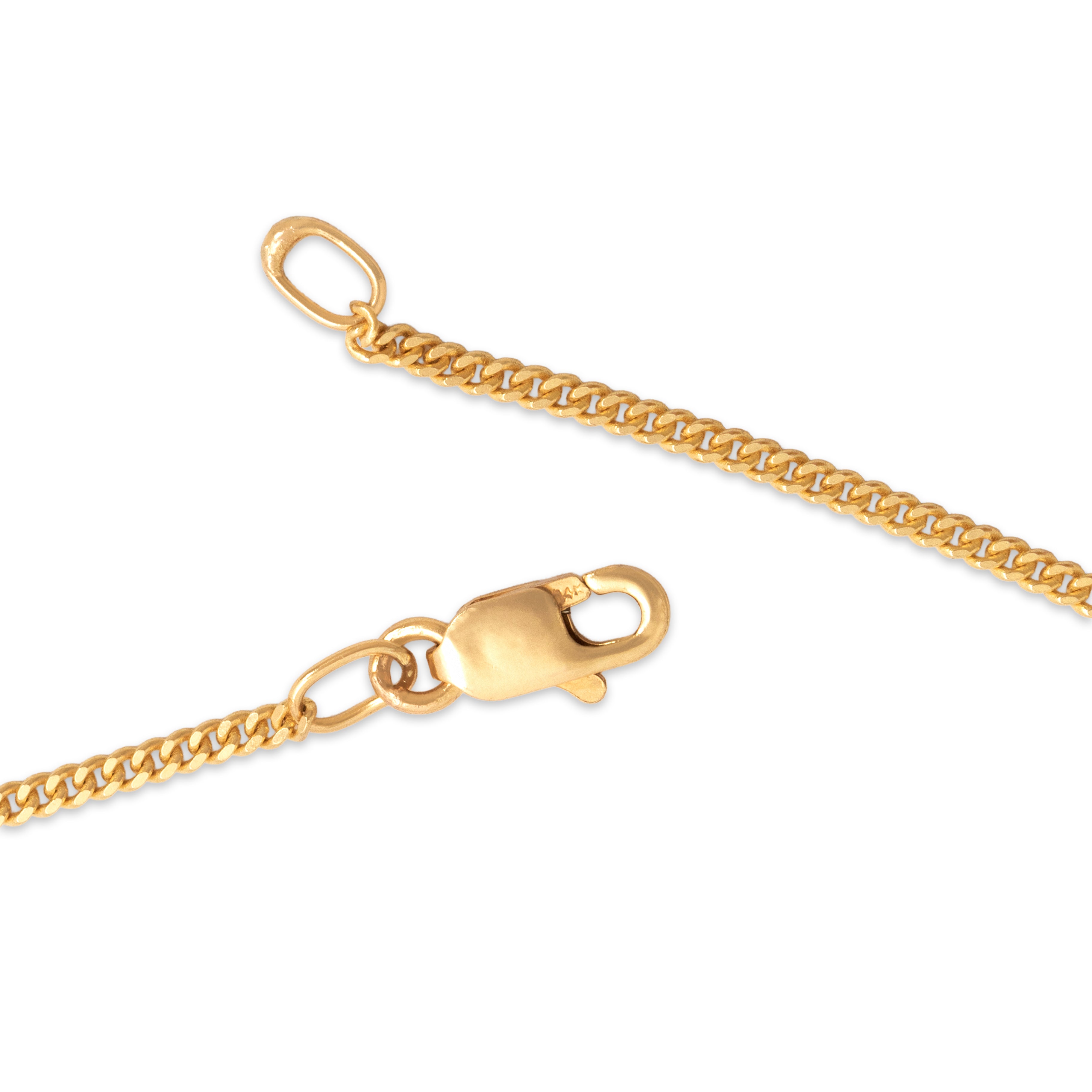 Estate 14k Yellow Gold 1.4mm Sleek Curb Chain - clasp view
