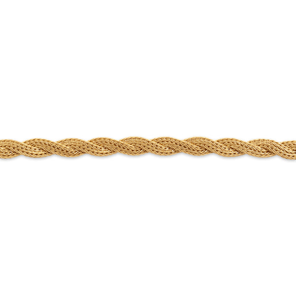 Estate 14k Yellow Gold Textured Woven Chain Bracelet 6.5