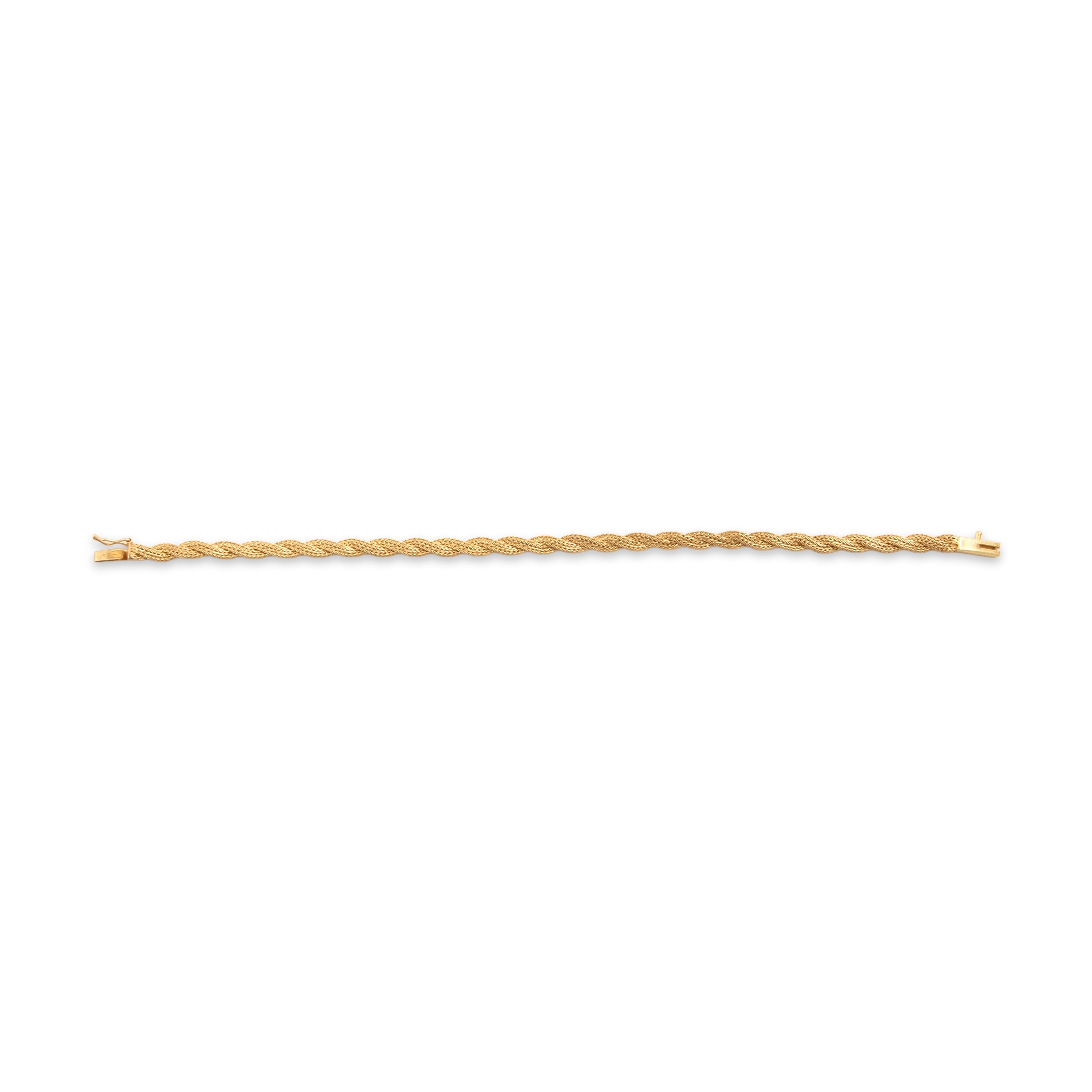 Estate 14k Yellow Gold Textured Woven Bracelet - Overall view