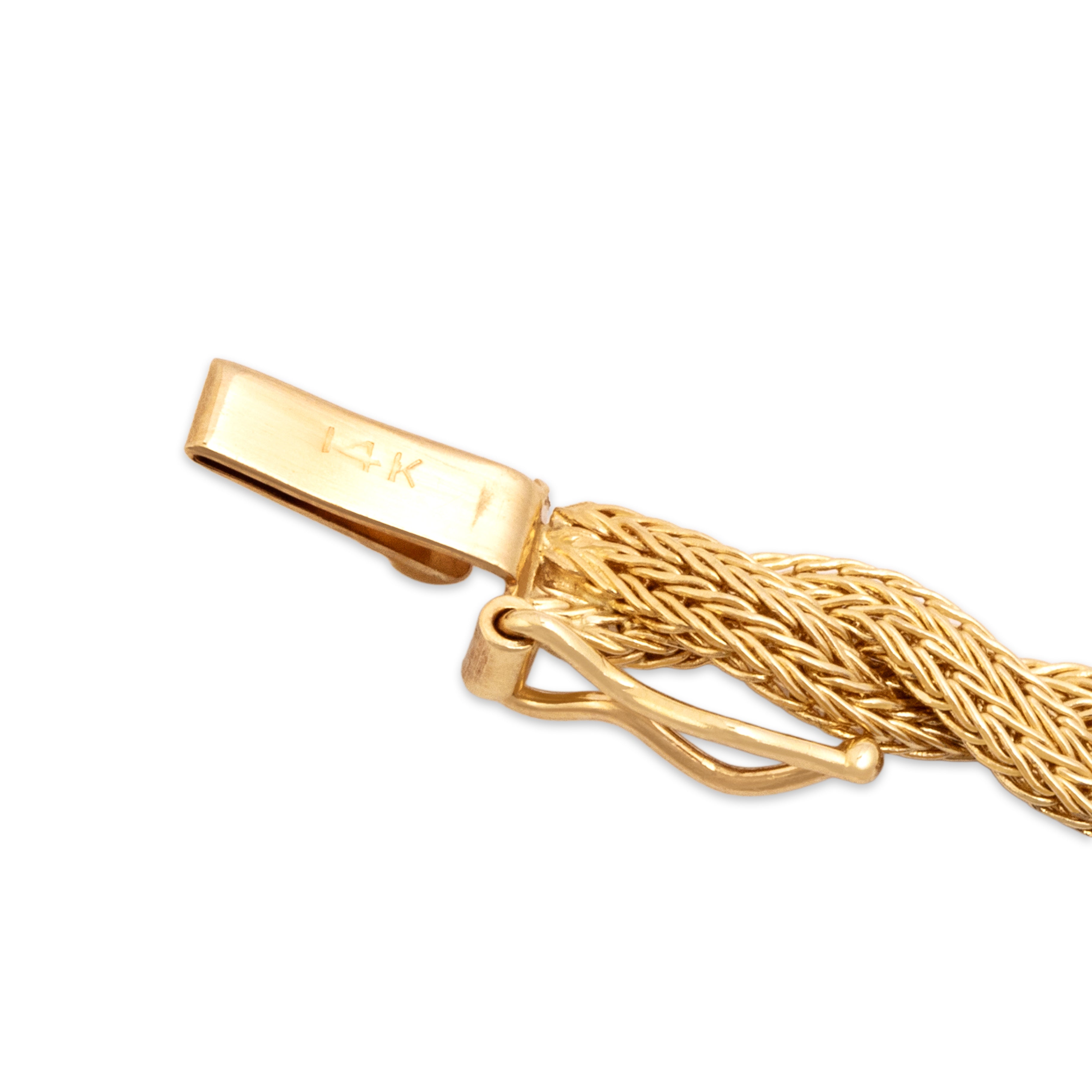 Estate 14k Yellow Gold Textured Woven Bracelet - Hallmark view