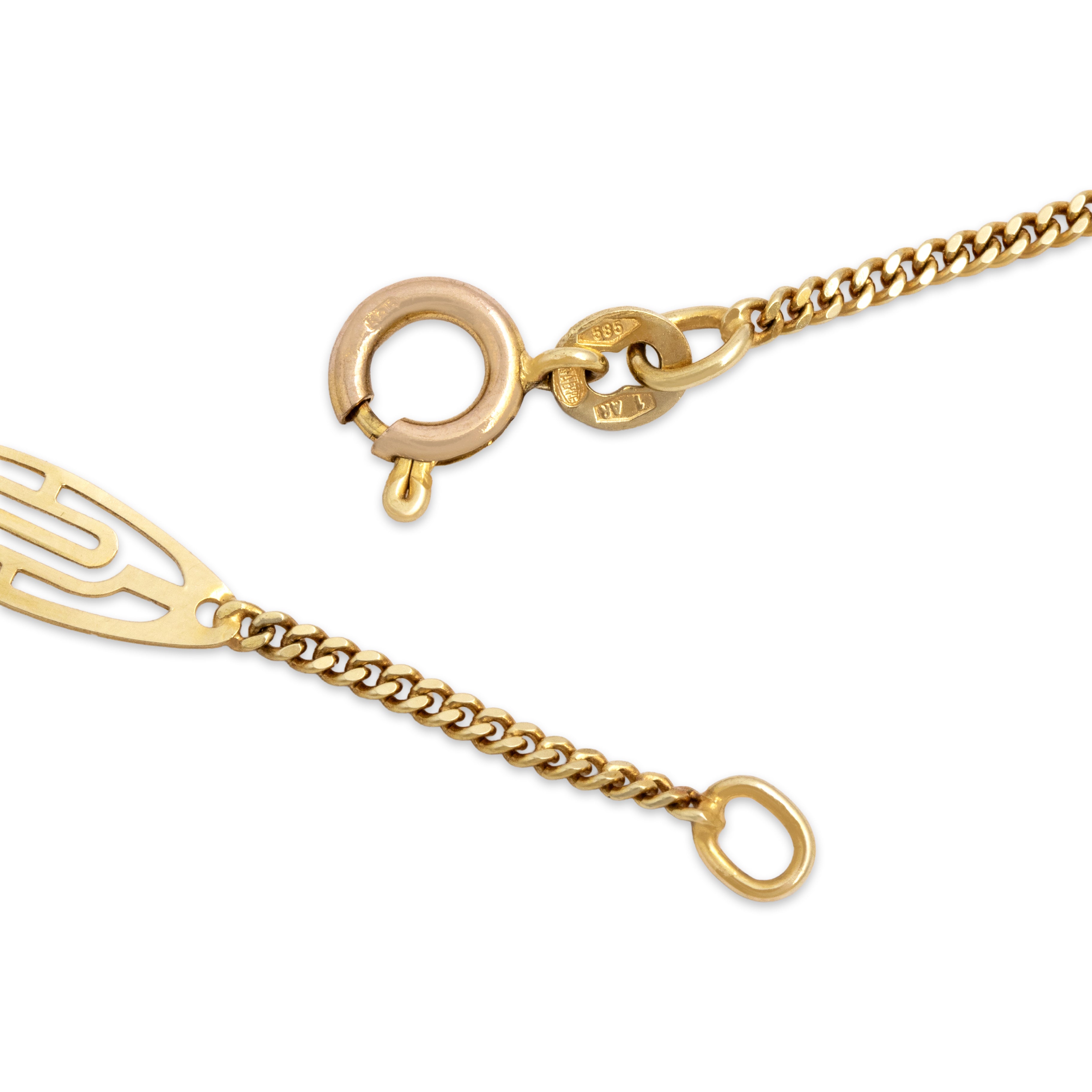 Vintage Italian 14k Yellow Gold Lovely Geometric Open Station Link Necklace 17.5