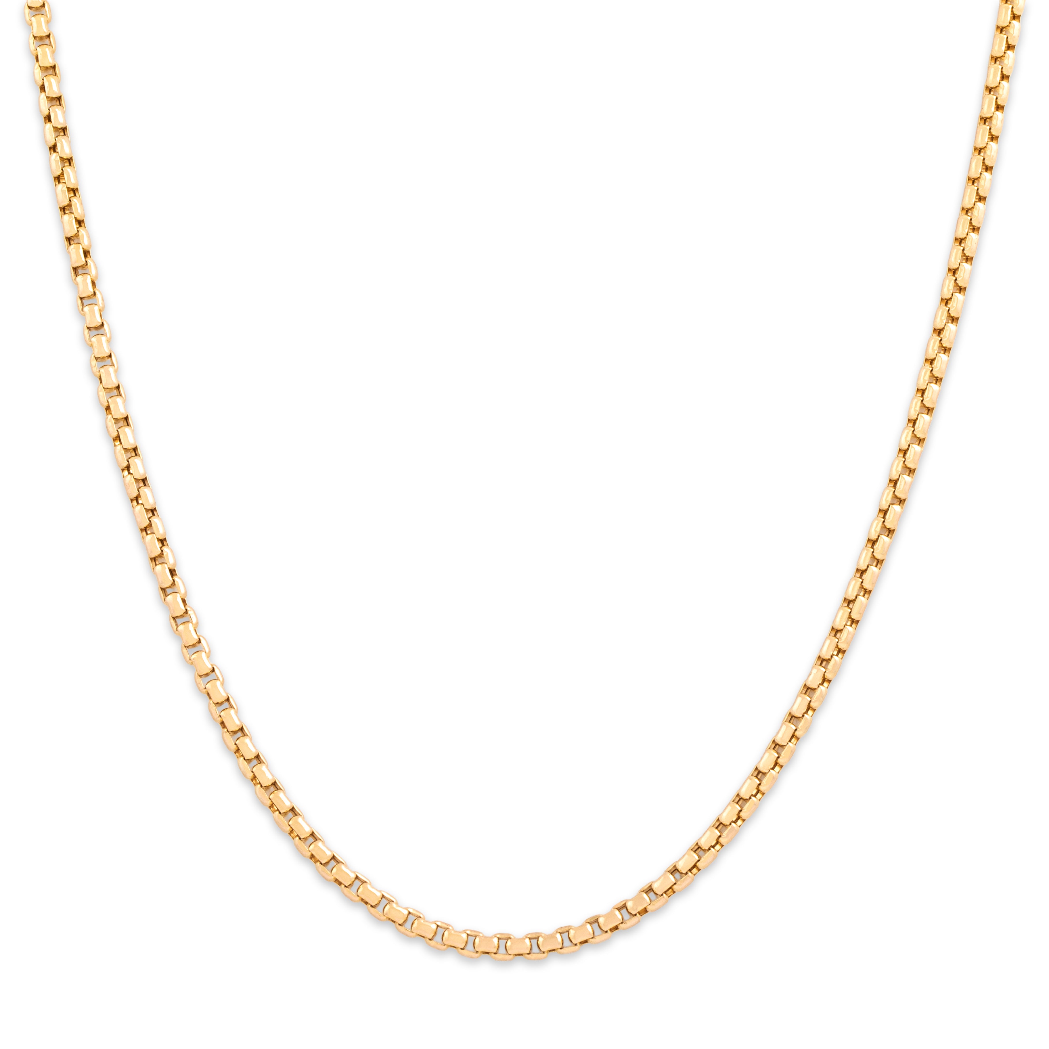 Vintage 14k Yellow Gold Box Link Necklace - Close-up view