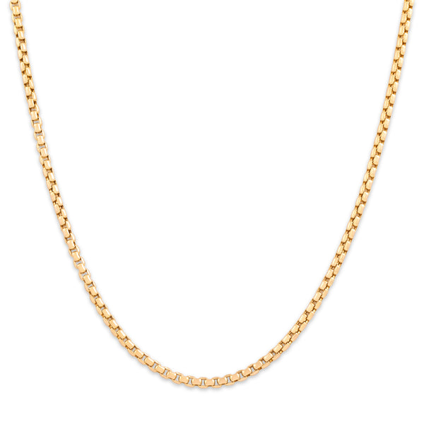 Vintage 14k Yellow Gold Quintessential 2.1mm Box Chain 18