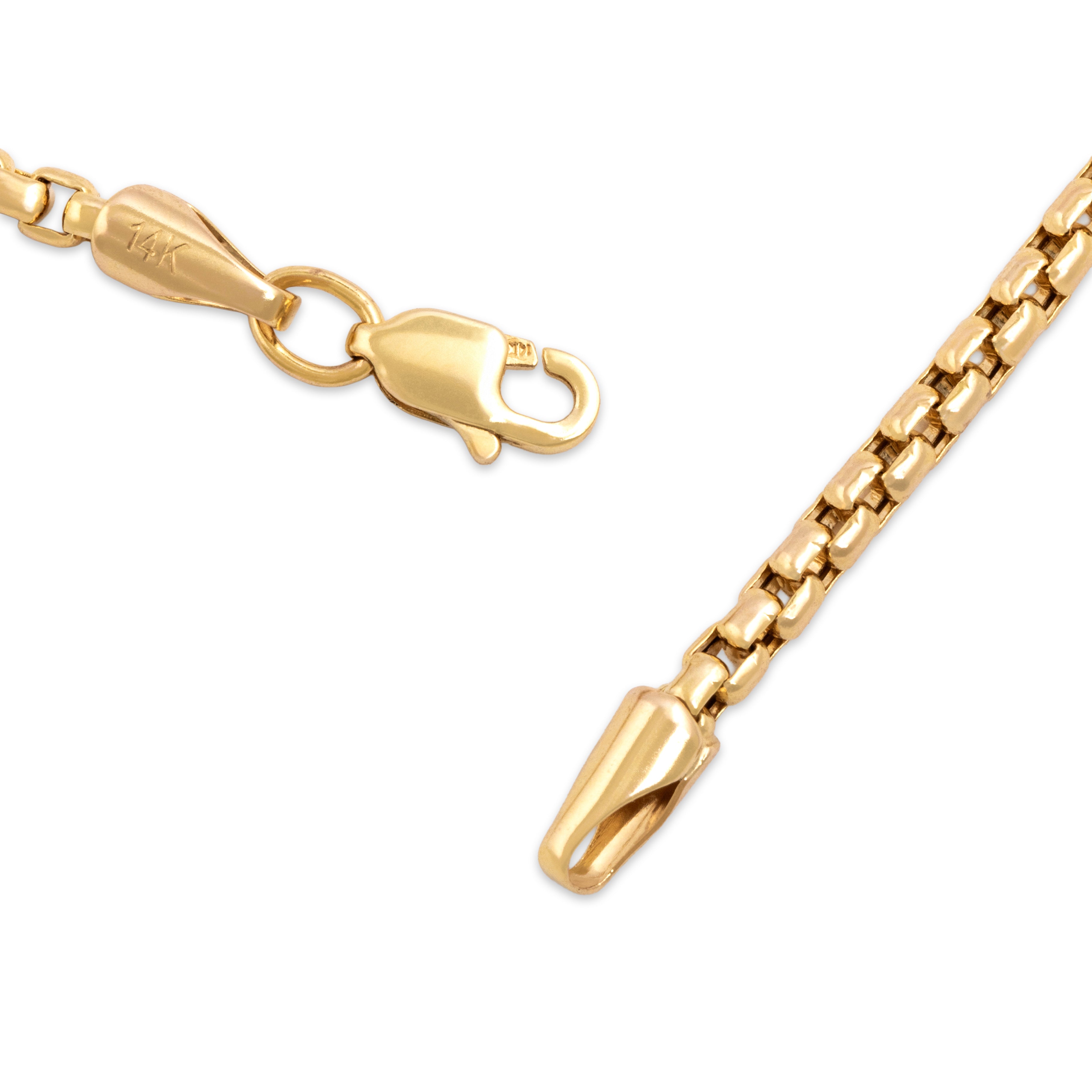 Vintage 14k Yellow Gold Box Link Necklace - clasp view