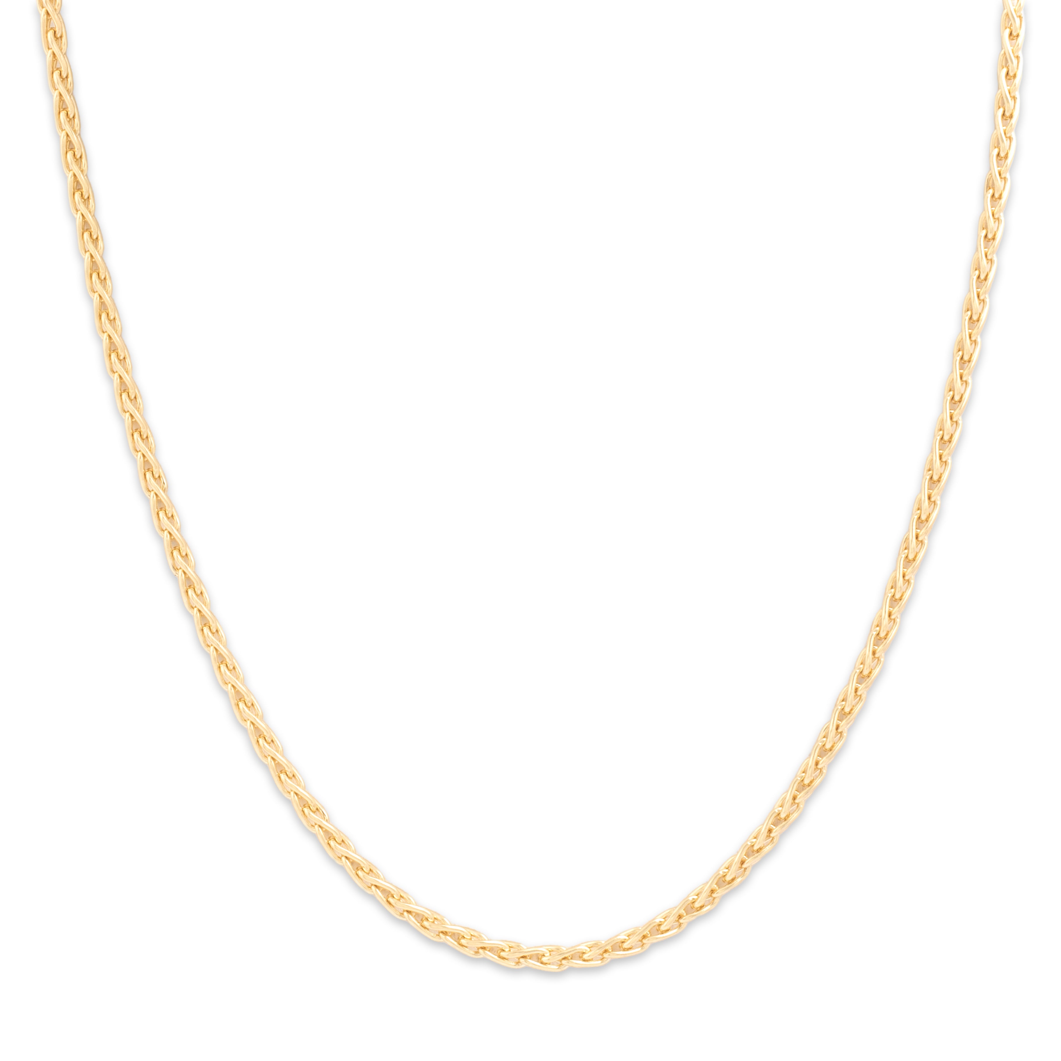 Vintage 14k Yellow Gold Chic Dimensional 2.9mm Wheat Chain - Close-up view