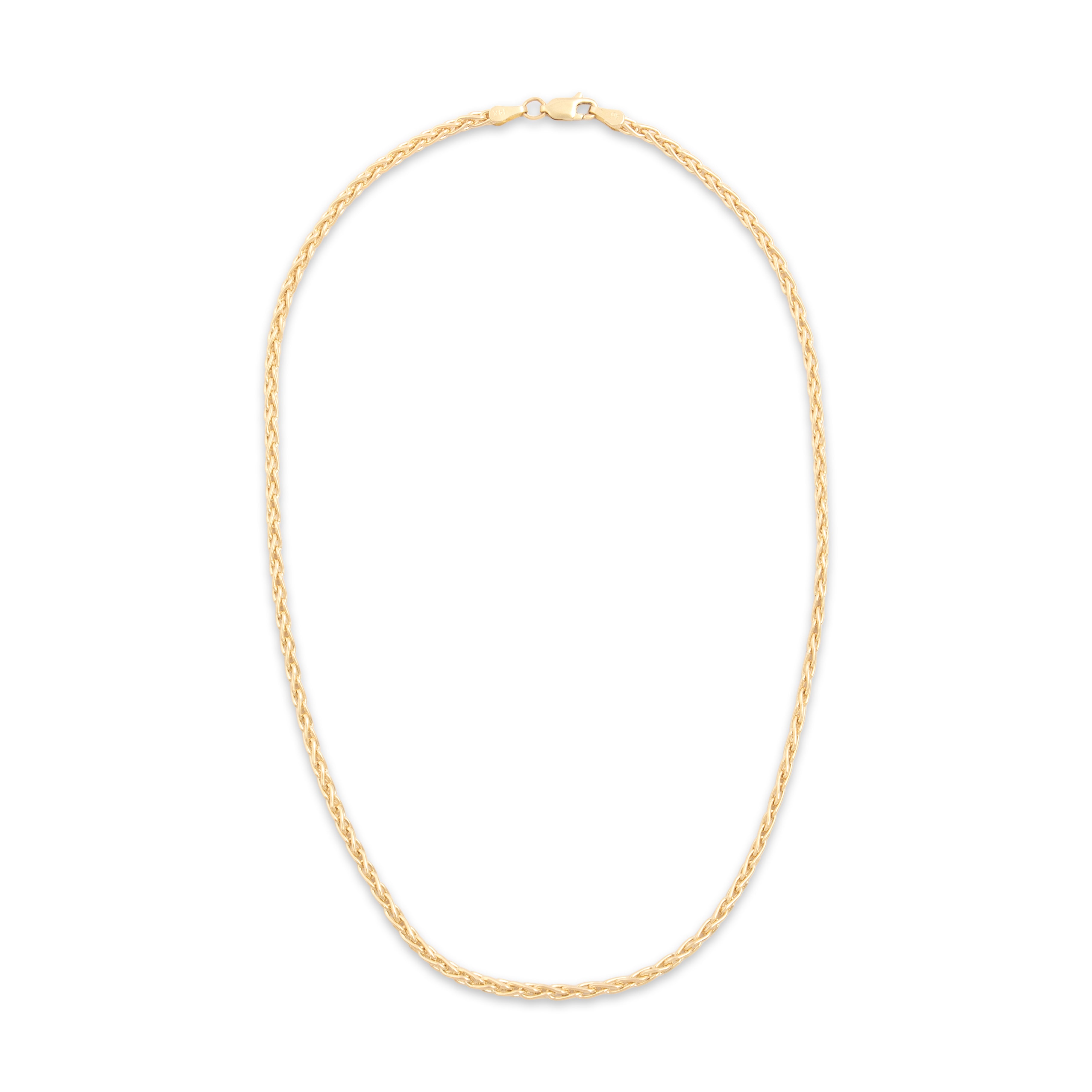Vintage 14k Yellow Gold Chic Dimensional 2.9mm Wheat Chain - Overall view