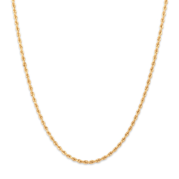 Vintage 14k Yellow Gold Everyday Stackable 1.7mm Rope Chain 24
