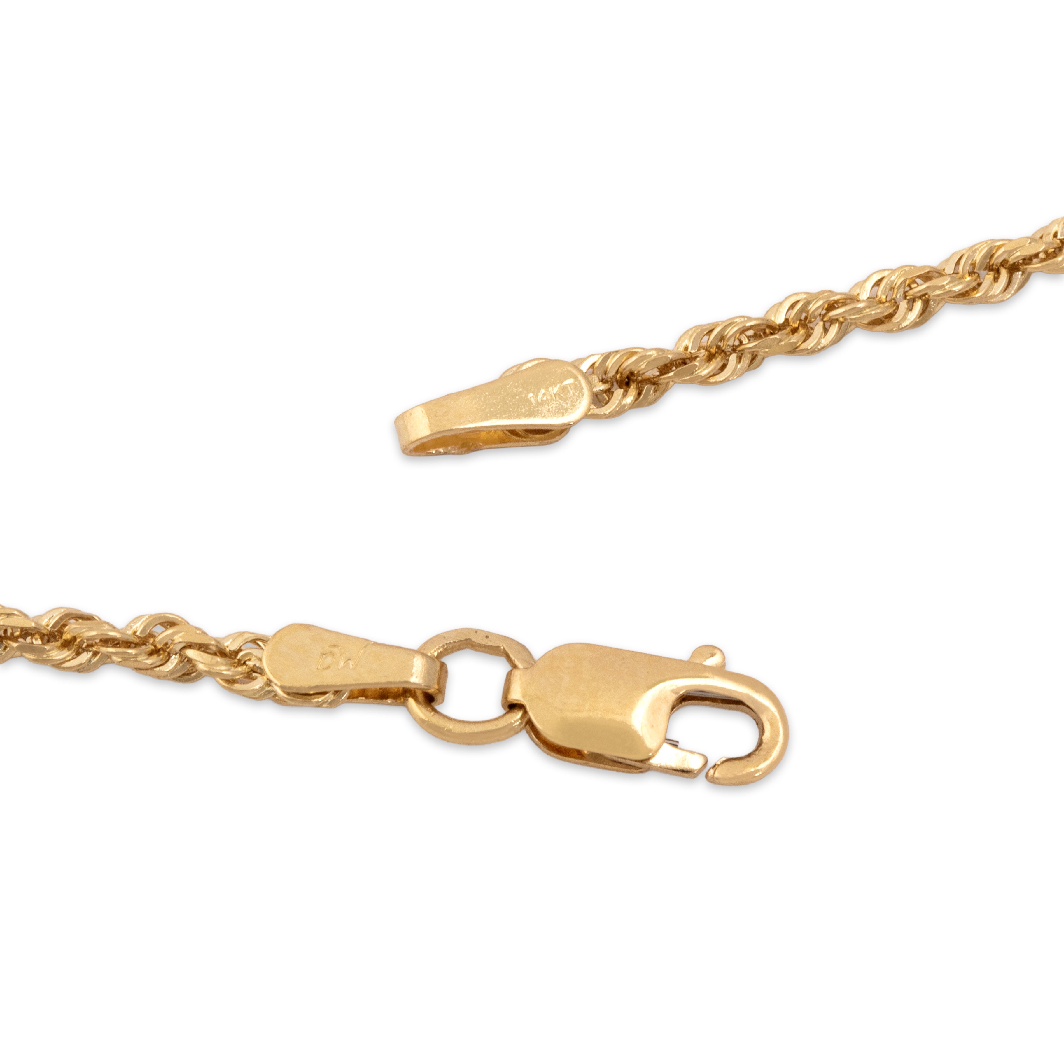 Vintage 14k Yellow Gold Everyday Stackable 1.7mm Rope Chain - clasp view